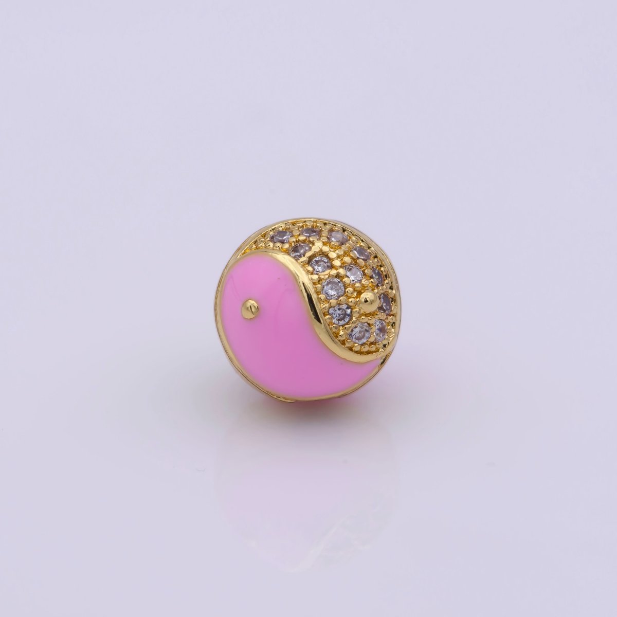 Yin Yang Spacer Bead Enamel Yin and Yang Beads Charms, Cubic Zirconia Jewelry for Bracelet Making B-658 to B-662