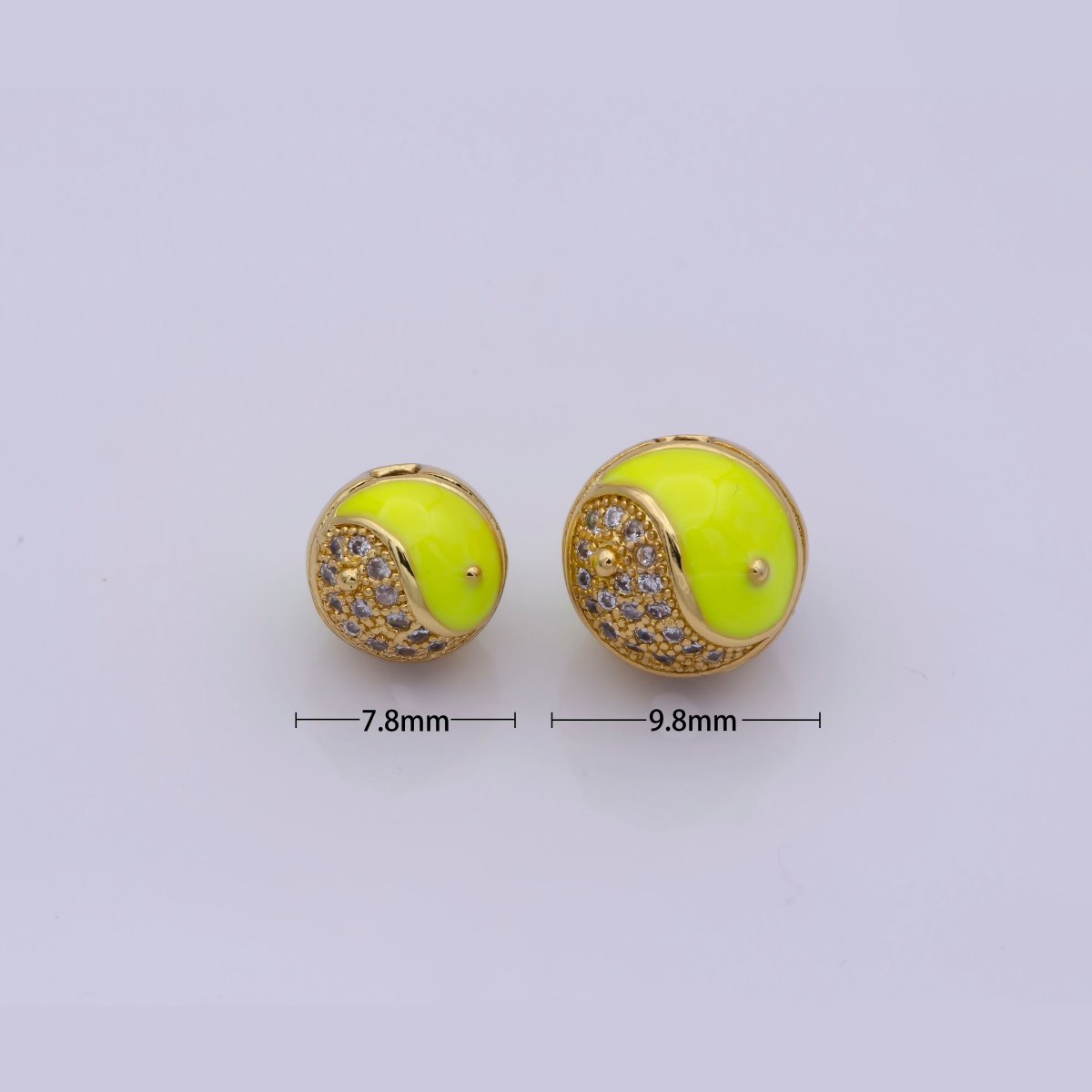 Yin Yang Spacer Bead Enamel Yin and Yang Beads Charms, Cubic Zirconia Jewelry for Bracelet Making B-658 to B-662