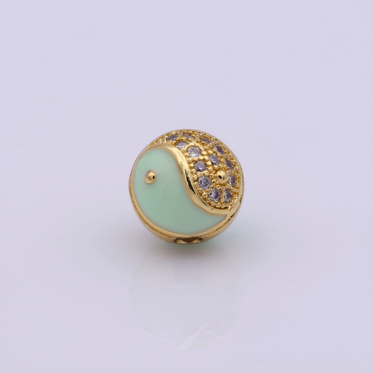 Yin Yang Spacer Bead Enamel Yin and Yang Beads Charms, Cubic Zirconia Jewelry for Bracelet Making B-658 to B-662