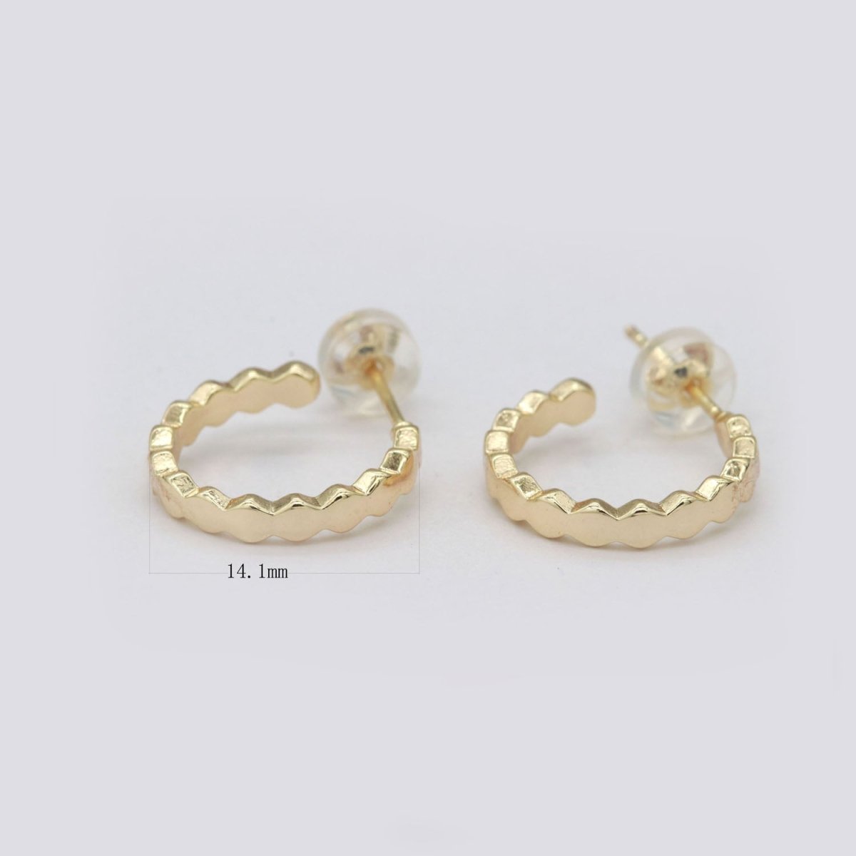 Zig Zag Hoop Earring 15mm Dainty Hoops P-182 - DLUXCA