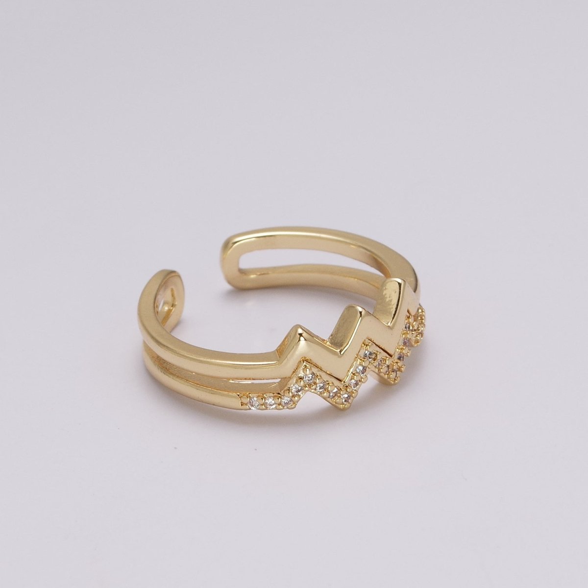 Zig zag stacking Ring Gold, 24K gold Filled wave stacking ring, zig zag ring, thin stacking ring gold Open Adjustable U-121 - DLUXCA