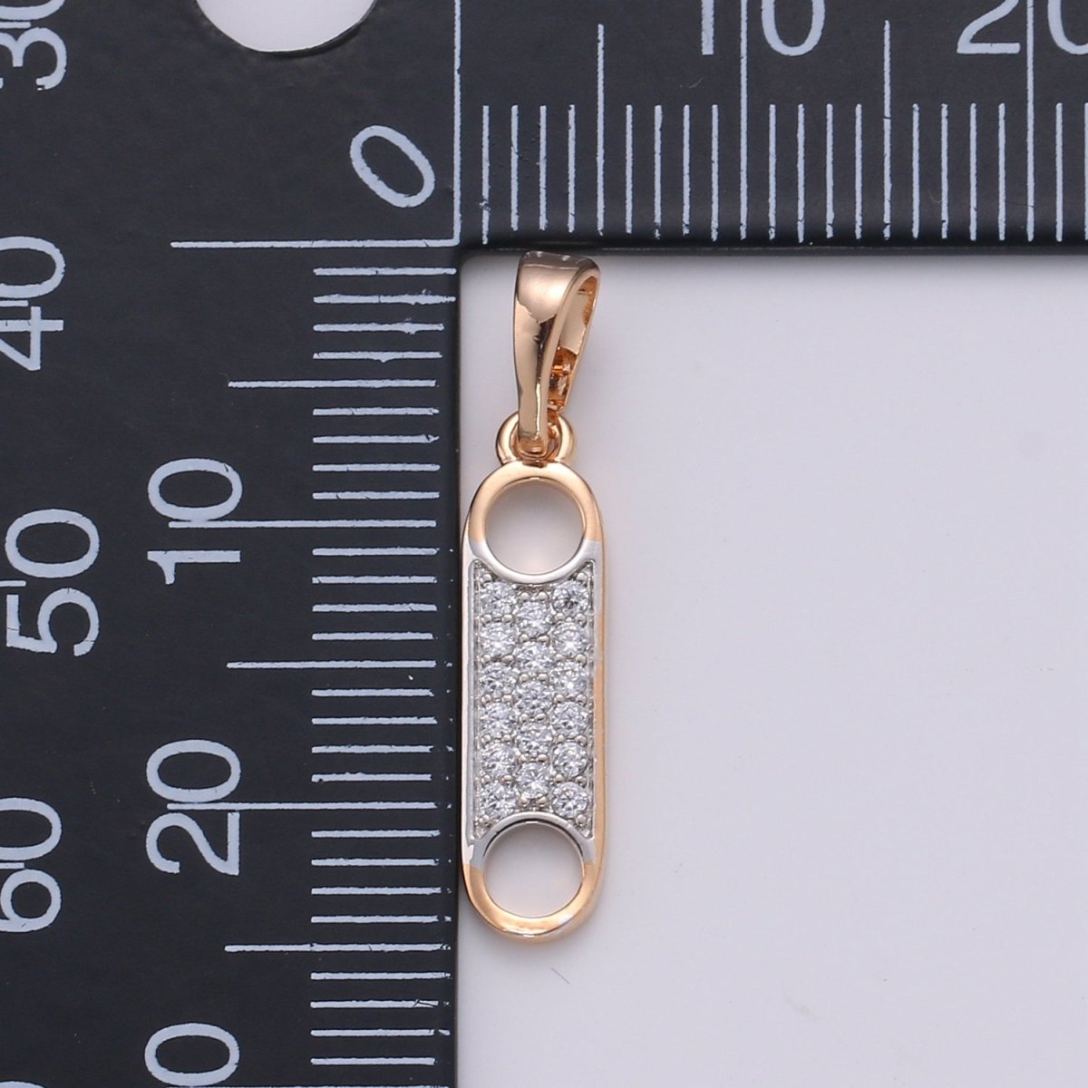 Zipper Charm Rose Gold filled Pendant Dangle Charm cubic zirconia Charm for Necklace Component, J-100