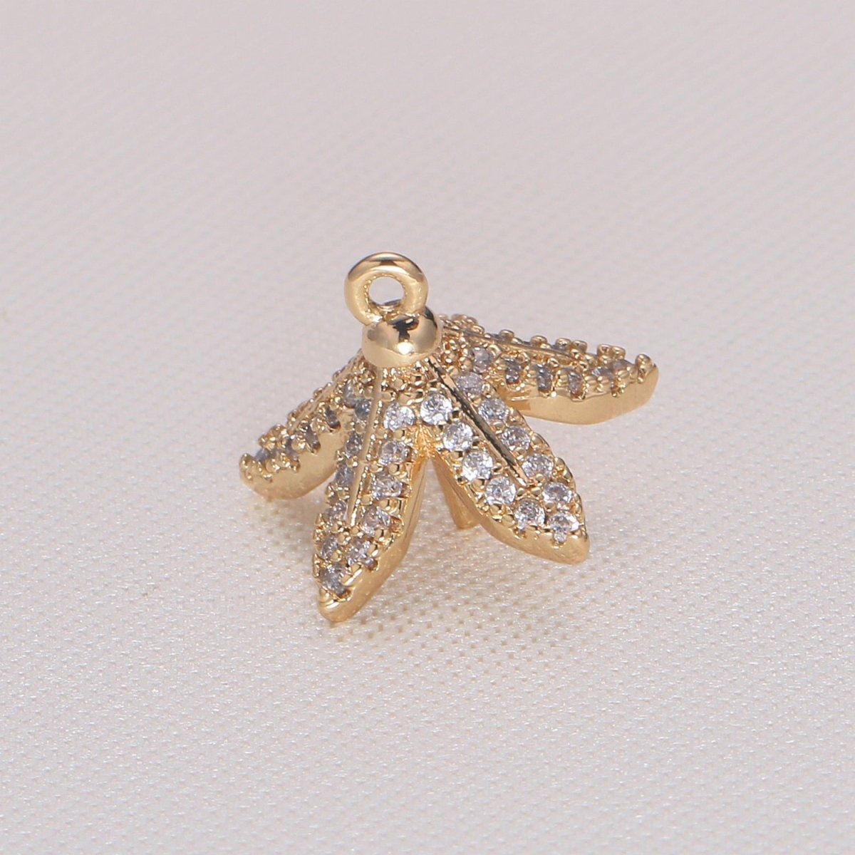 Zirconia Beaded Gold Plated Cap with Peg Charm CZ Beaded Charm Pendant GP-921