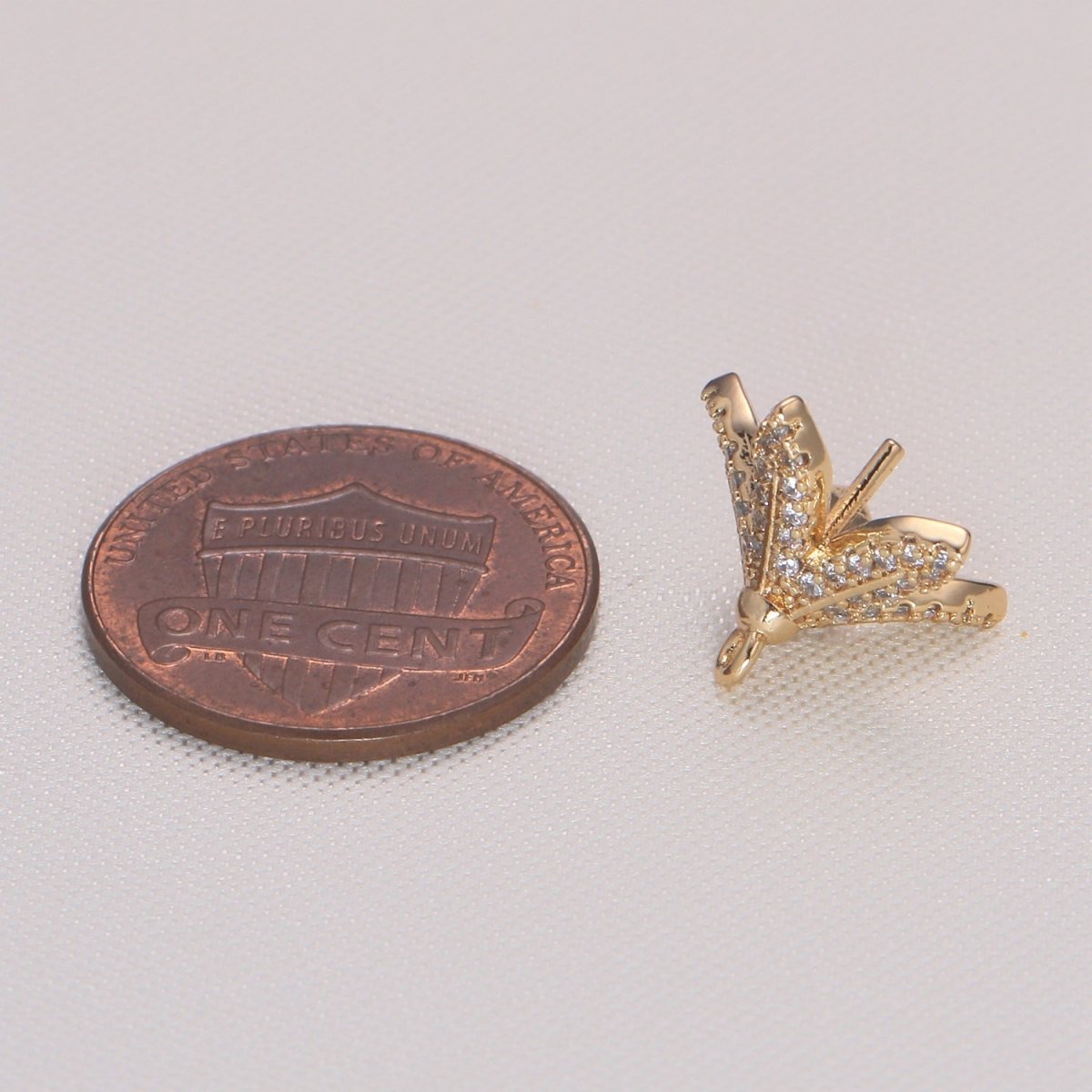 Zirconia Beaded Gold Plated Cap with Peg Charm CZ Beaded Charm Pendant GP-921