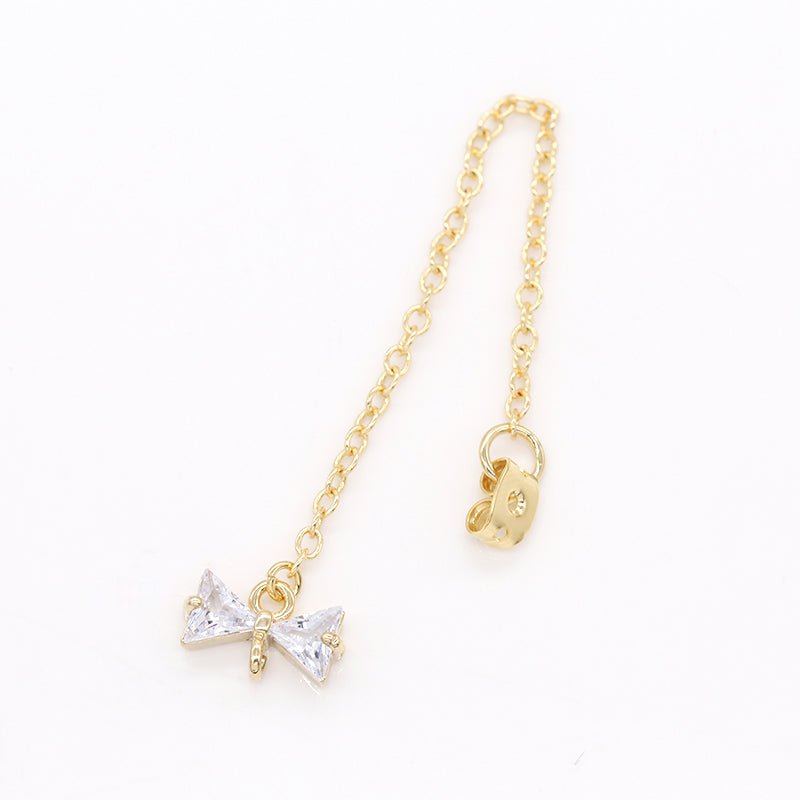 Zirconia Bowtie Crystal Earring Backing/Earring Stop CZ Earring Jewelry Supply GP-825