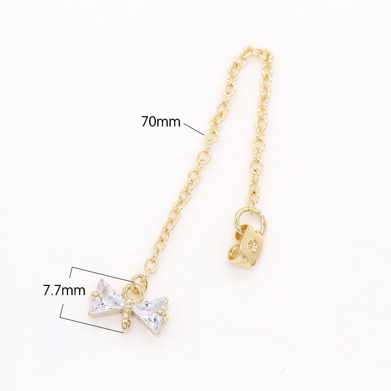 Zirconia Bowtie Crystal Earring Backing/Earring Stop CZ Earring Jewelry Supply GP-825