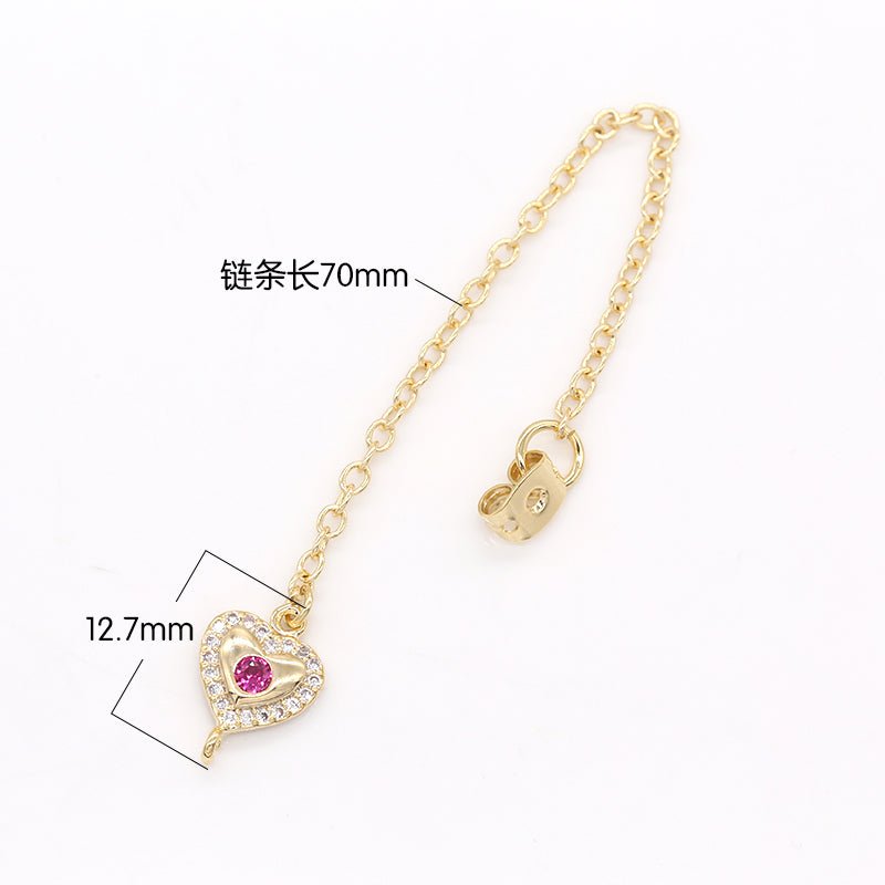 Zirconia Crystal Heart Earring Backing/Earring Stop CZ Lover Heart Earring Micro Pave Jewelry Supply GP-826