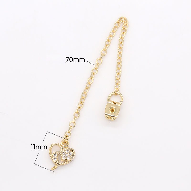1 Pair Zirconia Gold Plated Heart Earring Backing/Earring Stop CZ Golden Lover Heart Micro Pave Earring Jewelry Supply Component GP-832