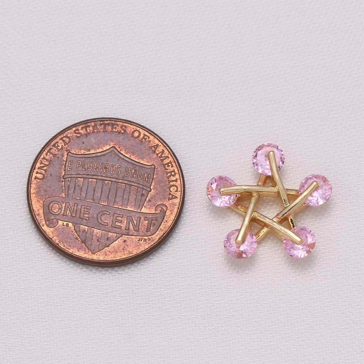 Zirconia Stone Edge Gold Plated Star Widget Charms CZ Stone on Golden Sky Nature Object Charm Pendant