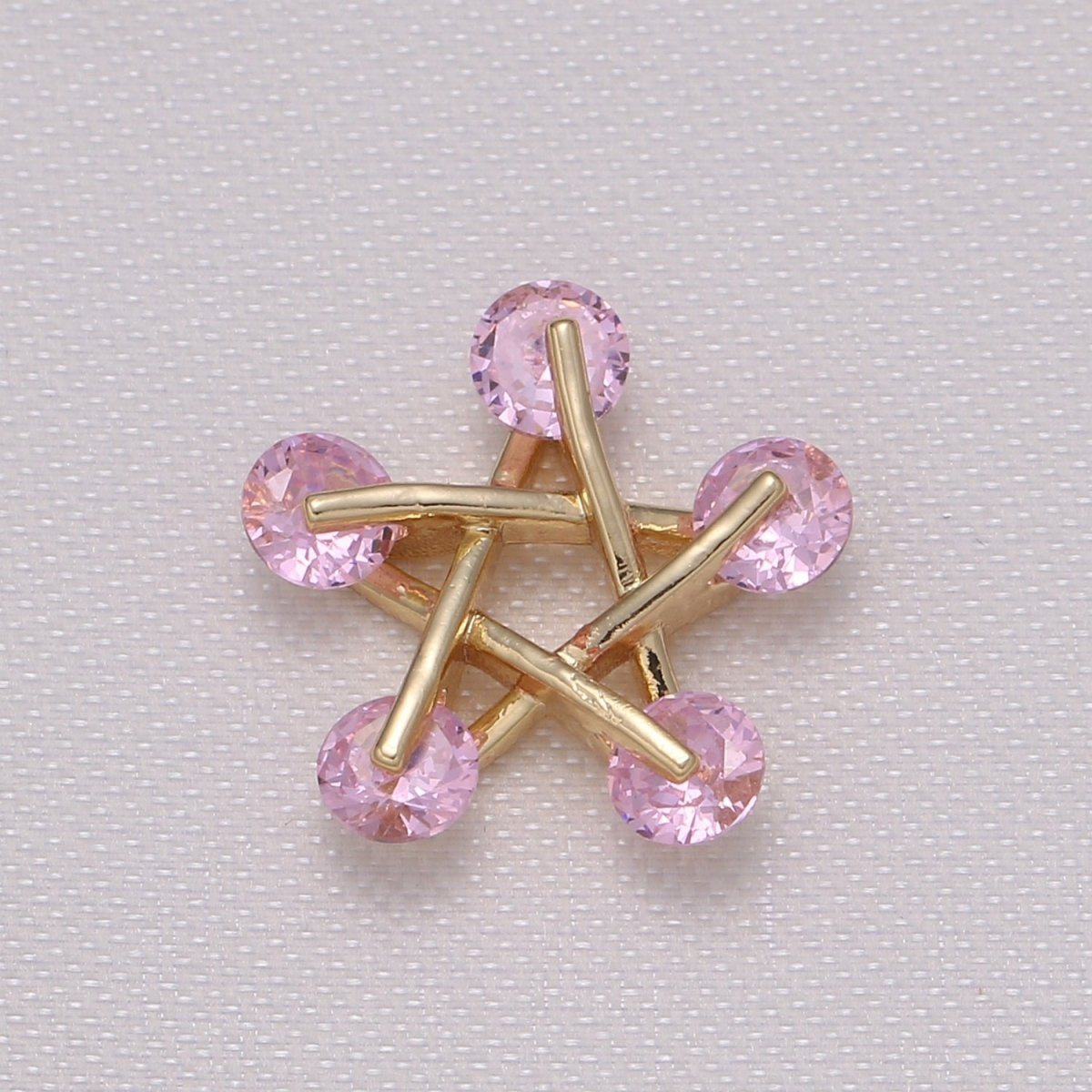 Zirconia Stone Edge Gold Plated Star Widget Charms CZ Stone on Golden Sky Nature Object Charm Pendant