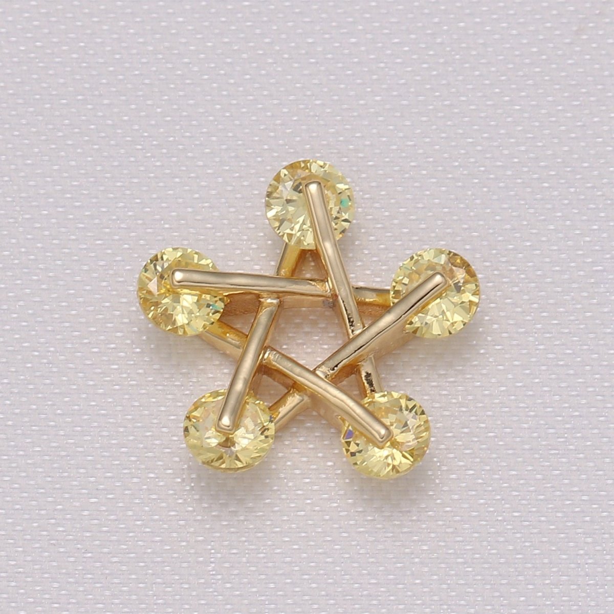 Zirconia Stone Edge Gold Plated Star Widget Charms CZ Stone on Golden Sky Nature Object Charm Pendant