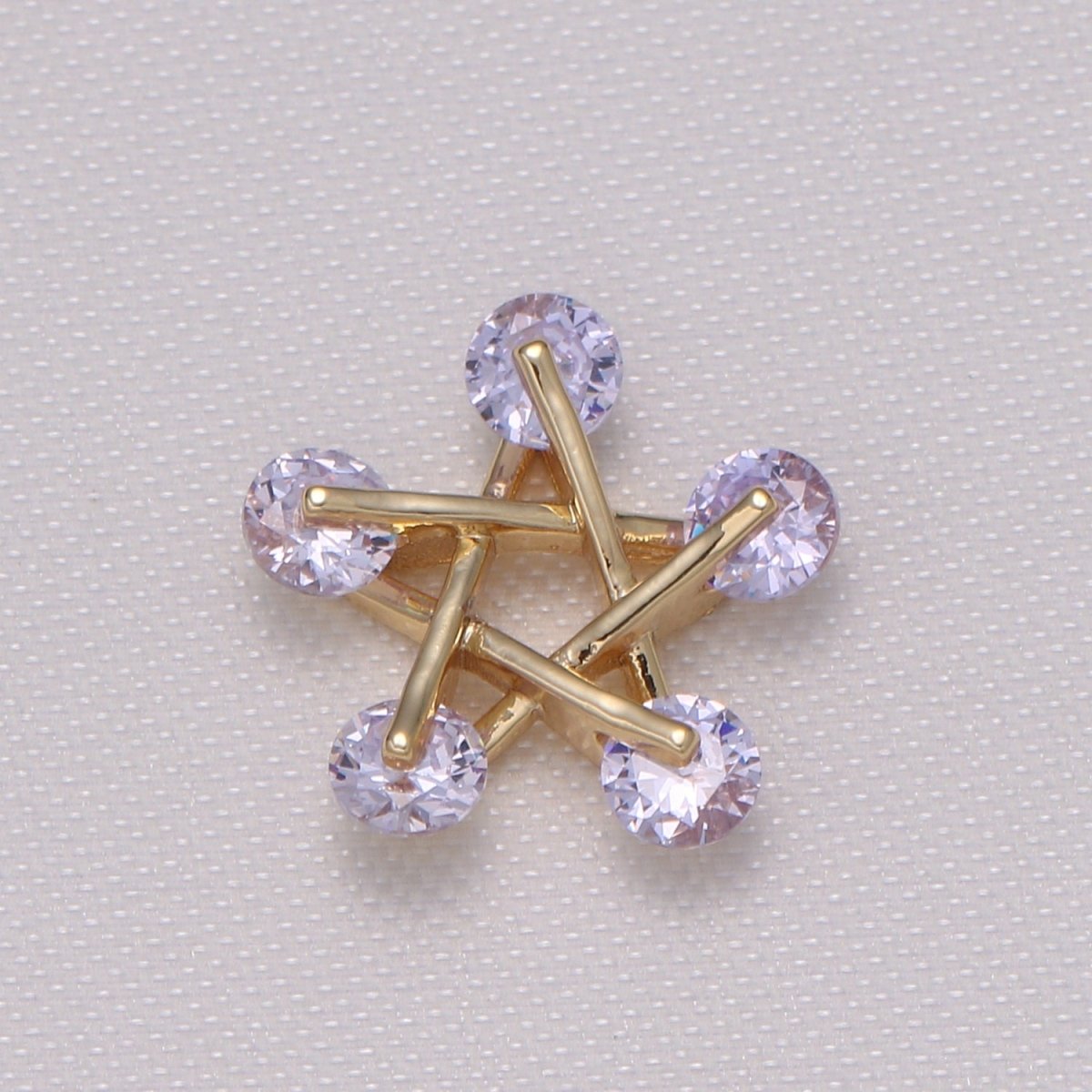 Zirconia Stone Edge Gold Plated Star Widget Charms CZ Stone on Golden Sky Nature Object Charm Pendant