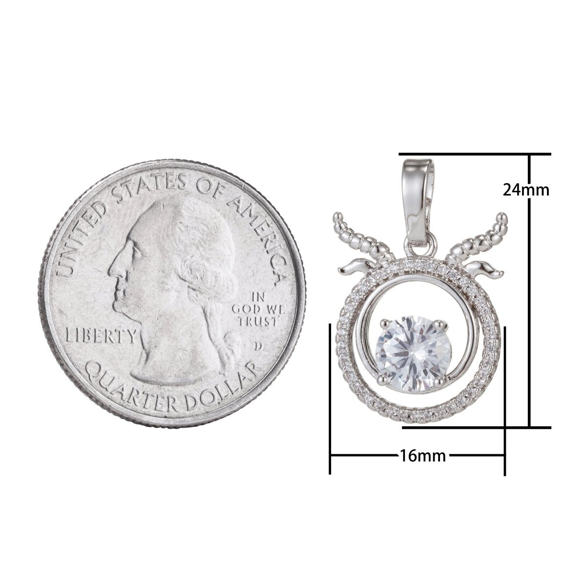Zodiac Sign Aries Taurus Gemini Cancer Leo Virgo Libra Scorpio Sagittarius Capricorn Aquarius Pisces Gold Filled Silver Cubic Zircon Crystal Pendants I-551~I-562