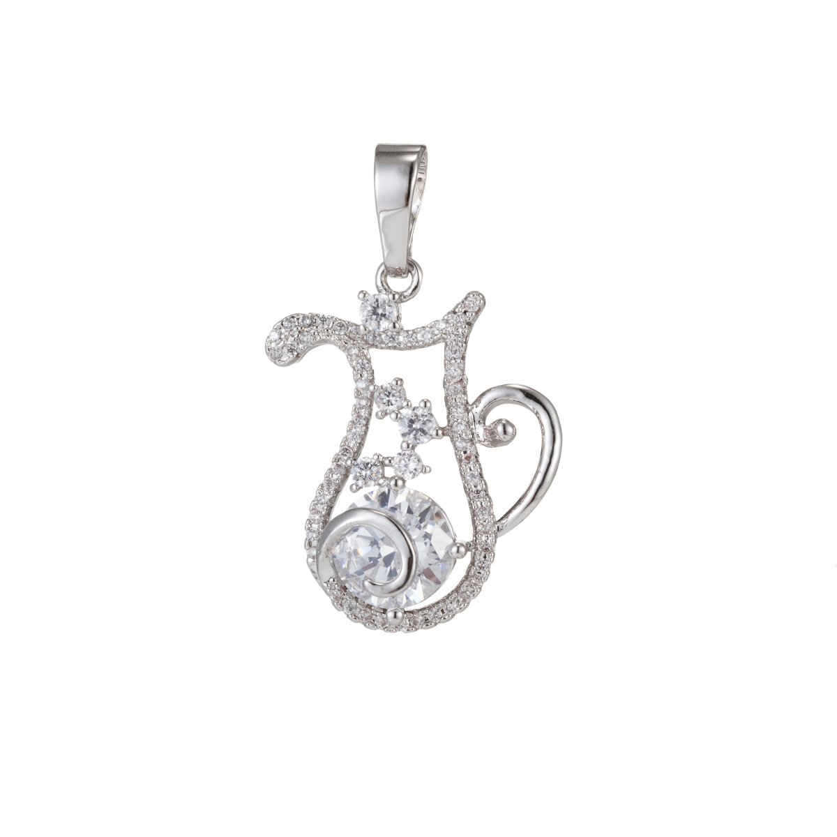 Zodiac Sign Aries Taurus Gemini Cancer Leo Virgo Libra Scorpio Sagittarius Capricorn Aquarius Pisces Gold Filled Silver Cubic Zircon Crystal Pendants I-551~I-562