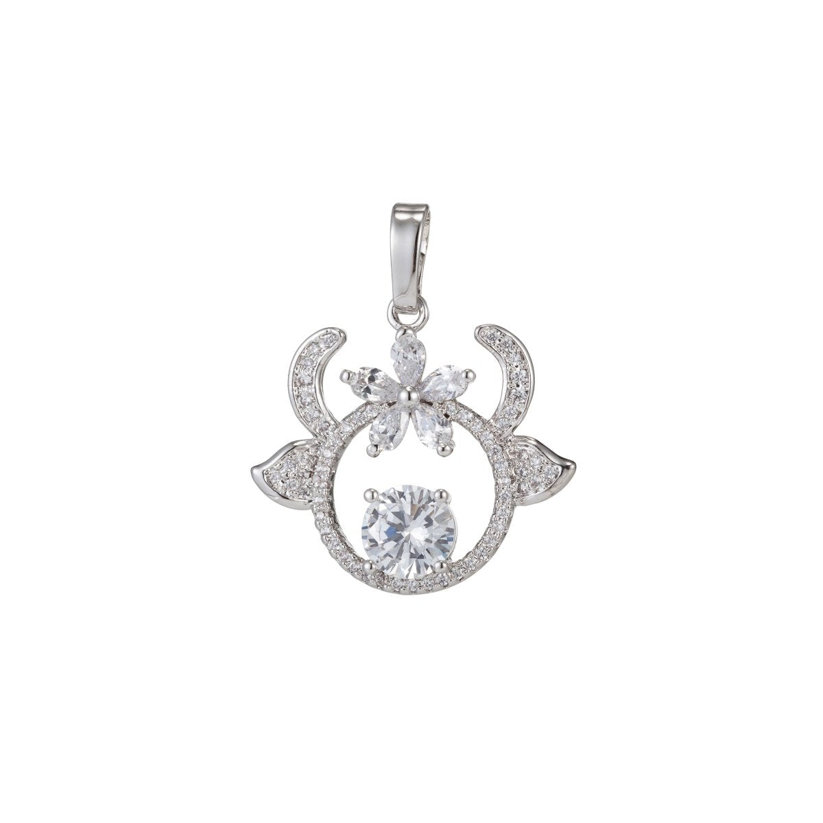 Zodiac Sign Aries Taurus Gemini Cancer Leo Virgo Libra Scorpio Sagittarius Capricorn Aquarius Pisces Gold Filled Silver Cubic Zircon Crystal Pendants I-551~I-562