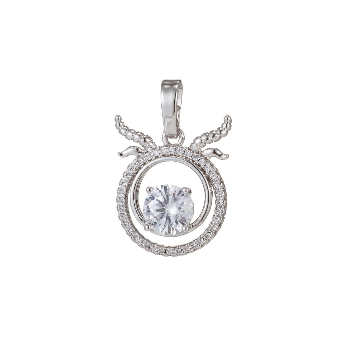 Zodiac Sign Aries Taurus Gemini Cancer Leo Virgo Libra Scorpio Sagittarius Capricorn Aquarius Pisces Gold Filled Silver Cubic Zircon Crystal Pendants I-551~I-562