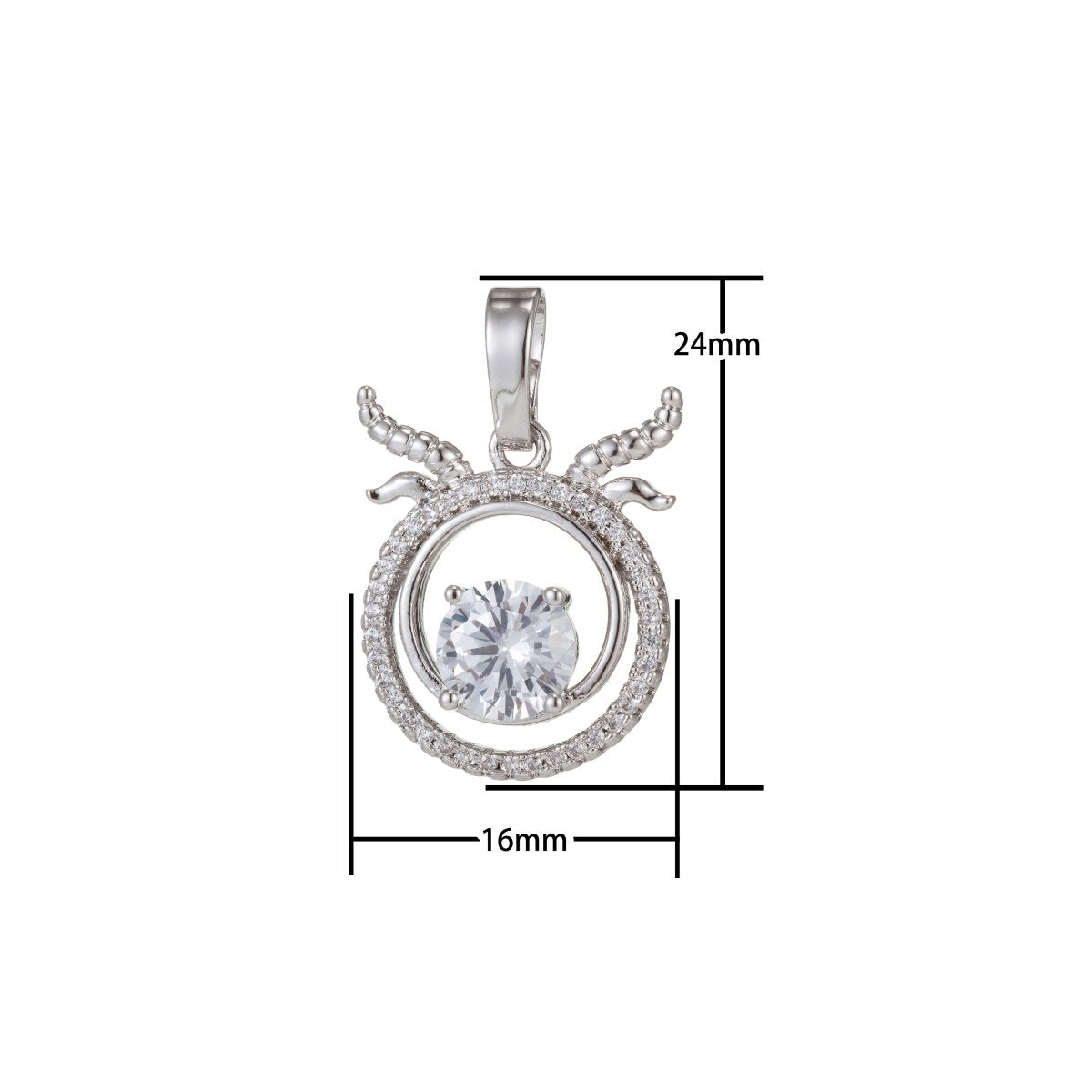 Zodiac Sign Aries Taurus Gemini Cancer Leo Virgo Libra Scorpio Sagittarius Capricorn Aquarius Pisces Gold Filled Silver Cubic Zircon Crystal Pendants I-551~I-562