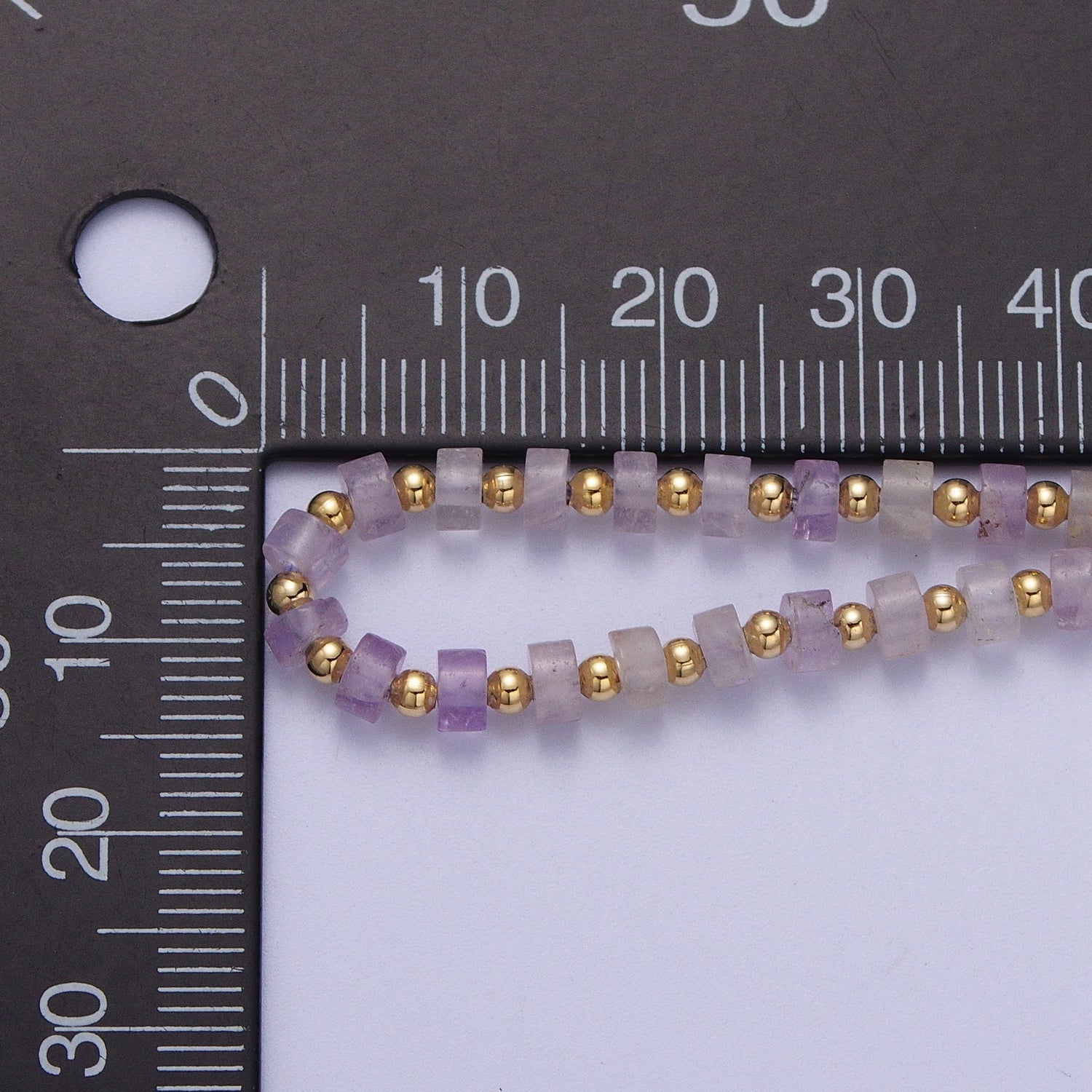 Gold Filled Purple Amethyst Rondelle Heishi Gemstone Gold Spacer Beads 15.5 Inch Choker Necklace | WA-1429 - DLUXCA