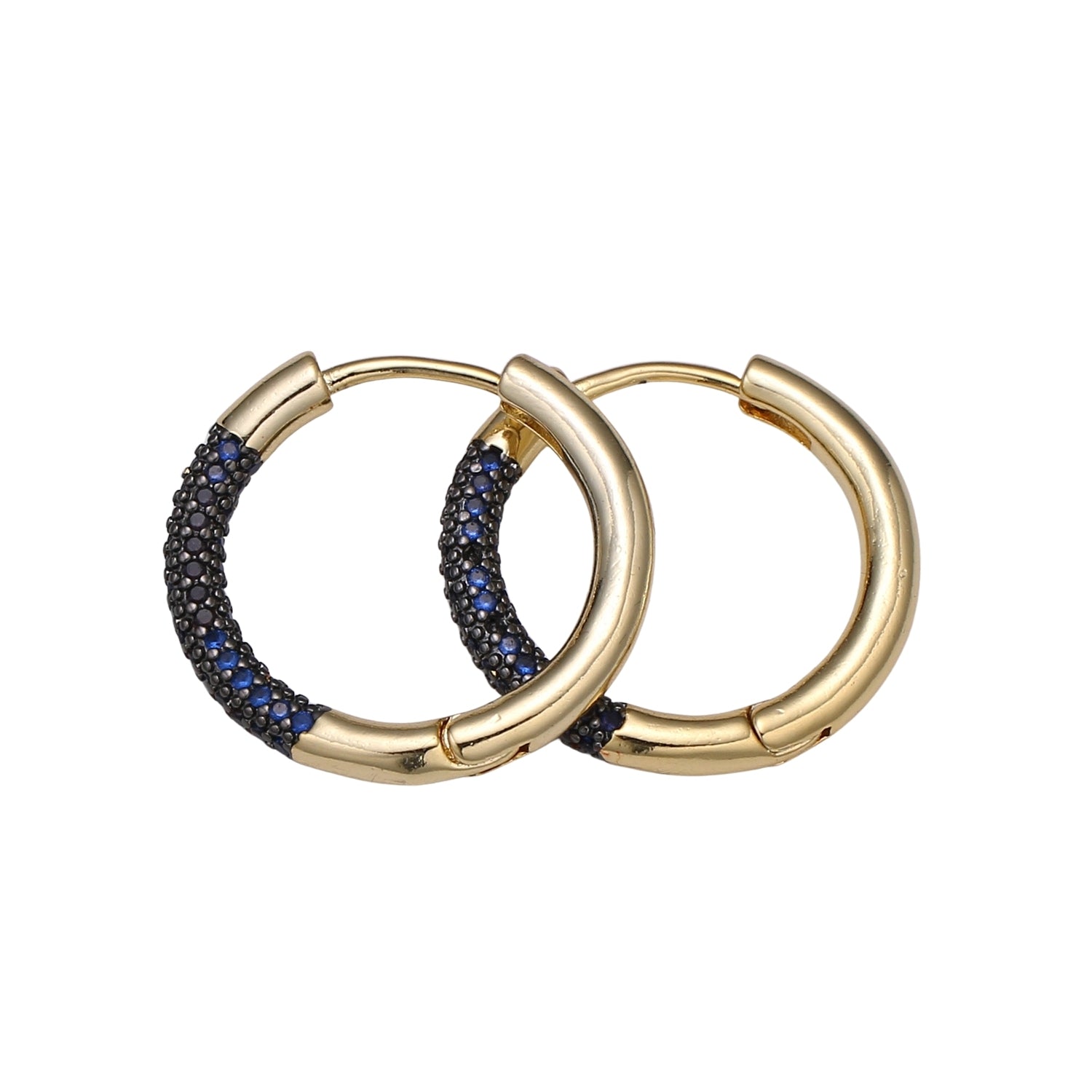 24k Gold Filled Earring Colorful CZ Pave Gold Hoop Earring, Blue, Clear, Green, Purple Hoop Earring for Everyday Wear - DLUXCA