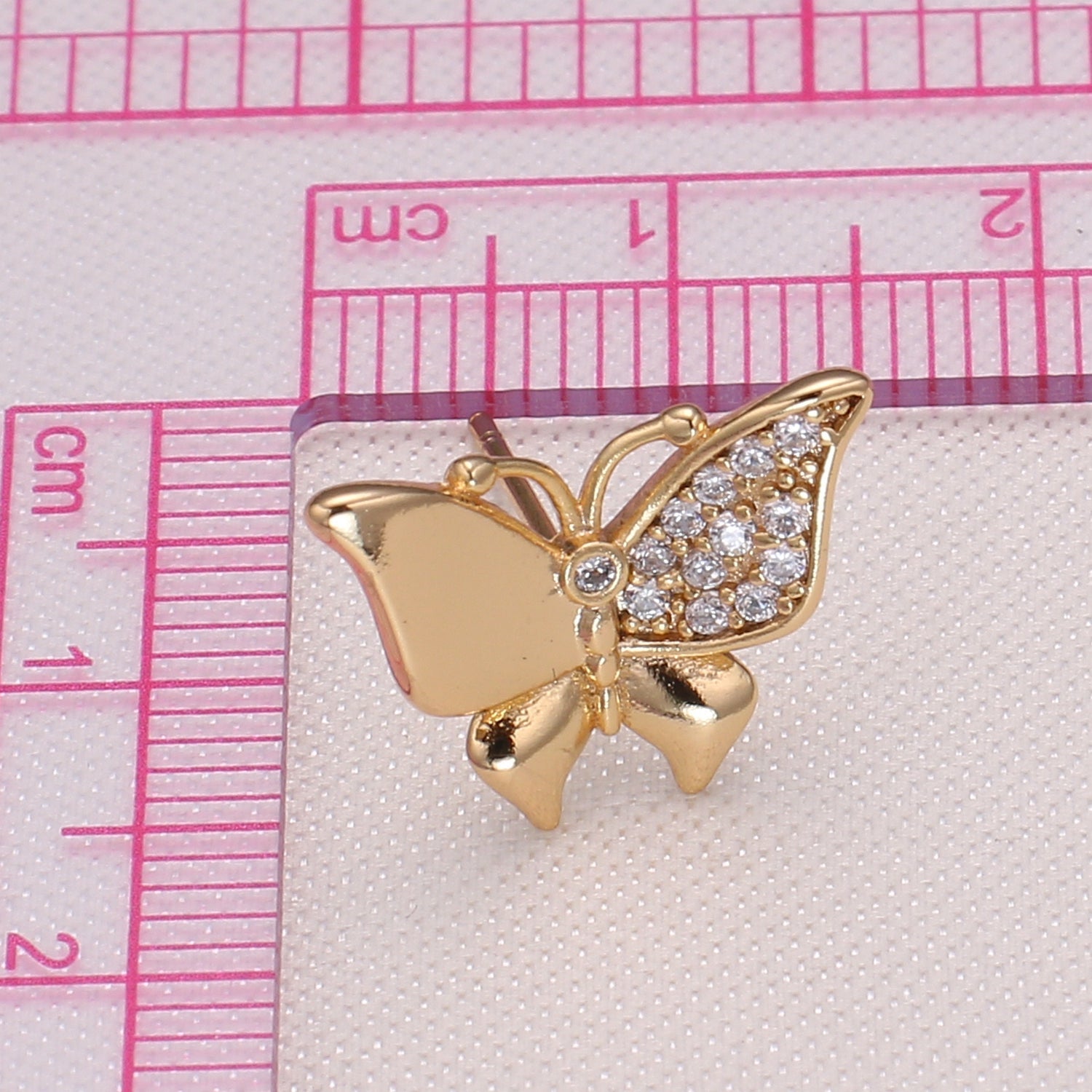 Tiny Gold Crystal Wing Butterfly Studs Earring CZ Mini Golden Mariposa Animal Earring Jewelry GP-1039 - DLUXCA