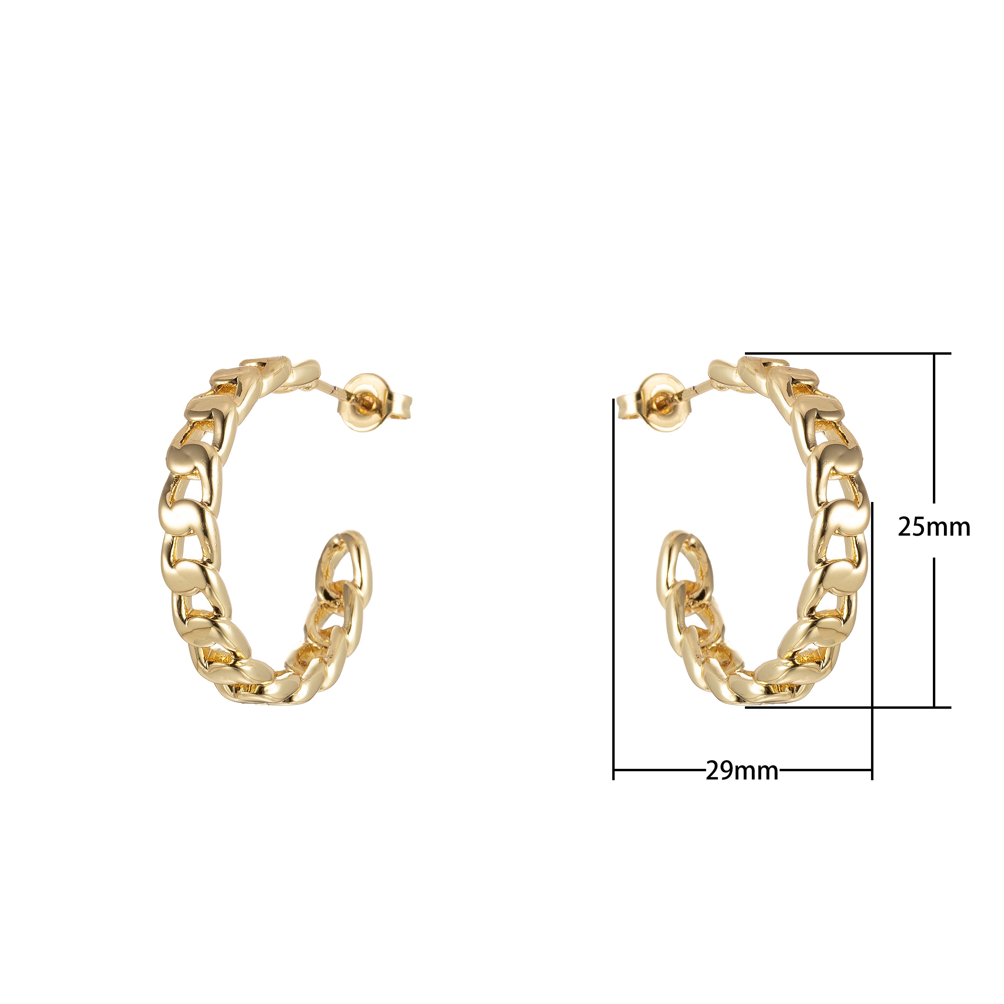 Gold Chain Hoop Earrings, Miami Cuban Chain Hoop Earrings Minimalist Jewelry, Cuban Link Earring, Everyday Earrings - DLUXCA