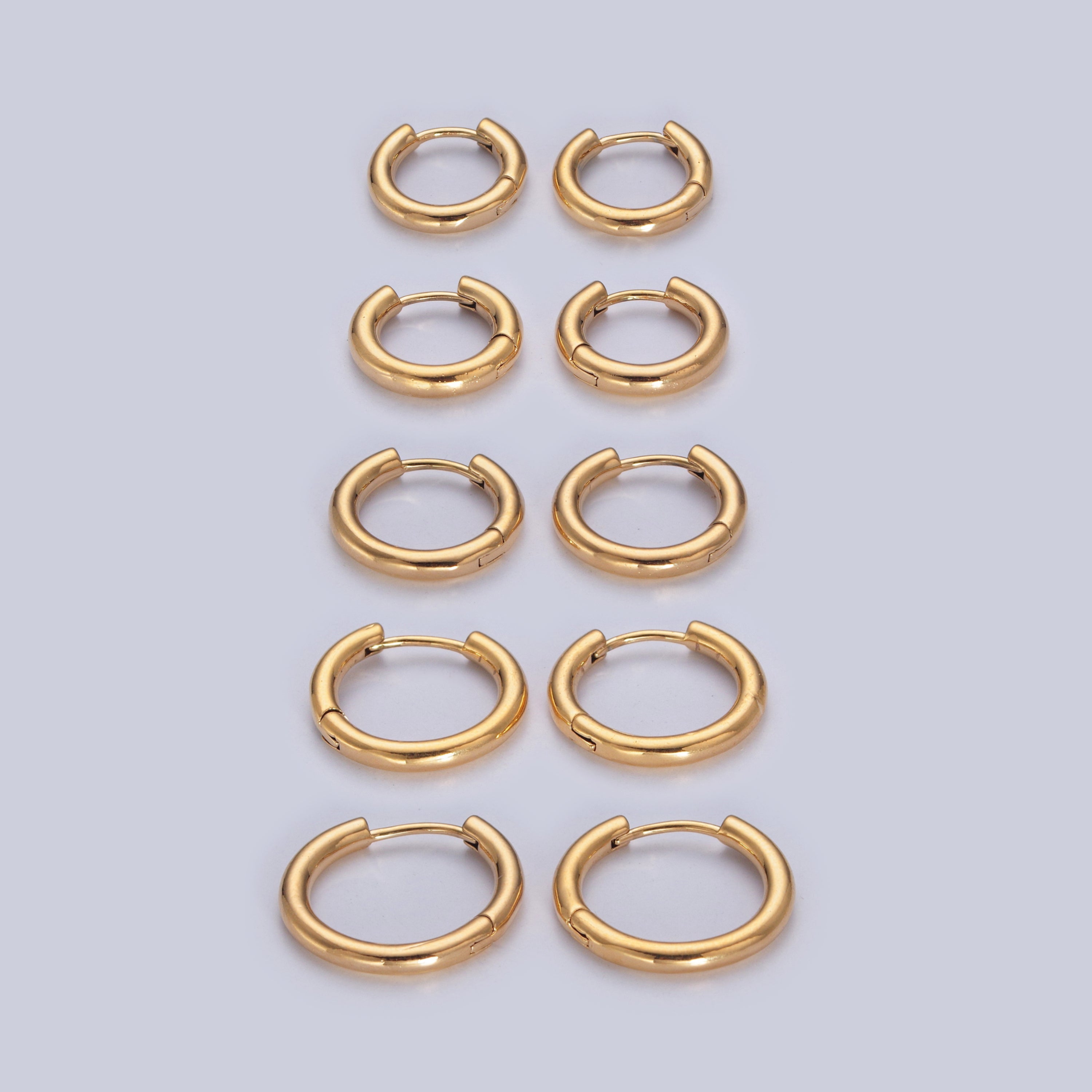 Gold Classic Seamless Huggie Hoop Minimalist Earrings | W763 W764 W765 W766 - DLUXCA