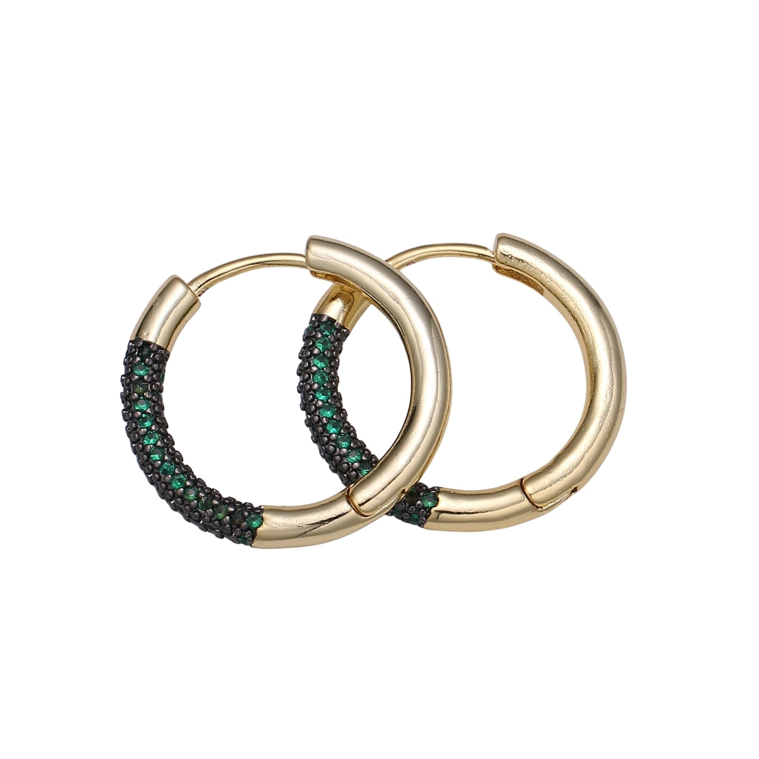 24k Gold Filled Earring Colorful CZ Pave Gold Hoop Earring, Blue, Clear, Green, Purple Hoop Earring for Everyday Wear - DLUXCA