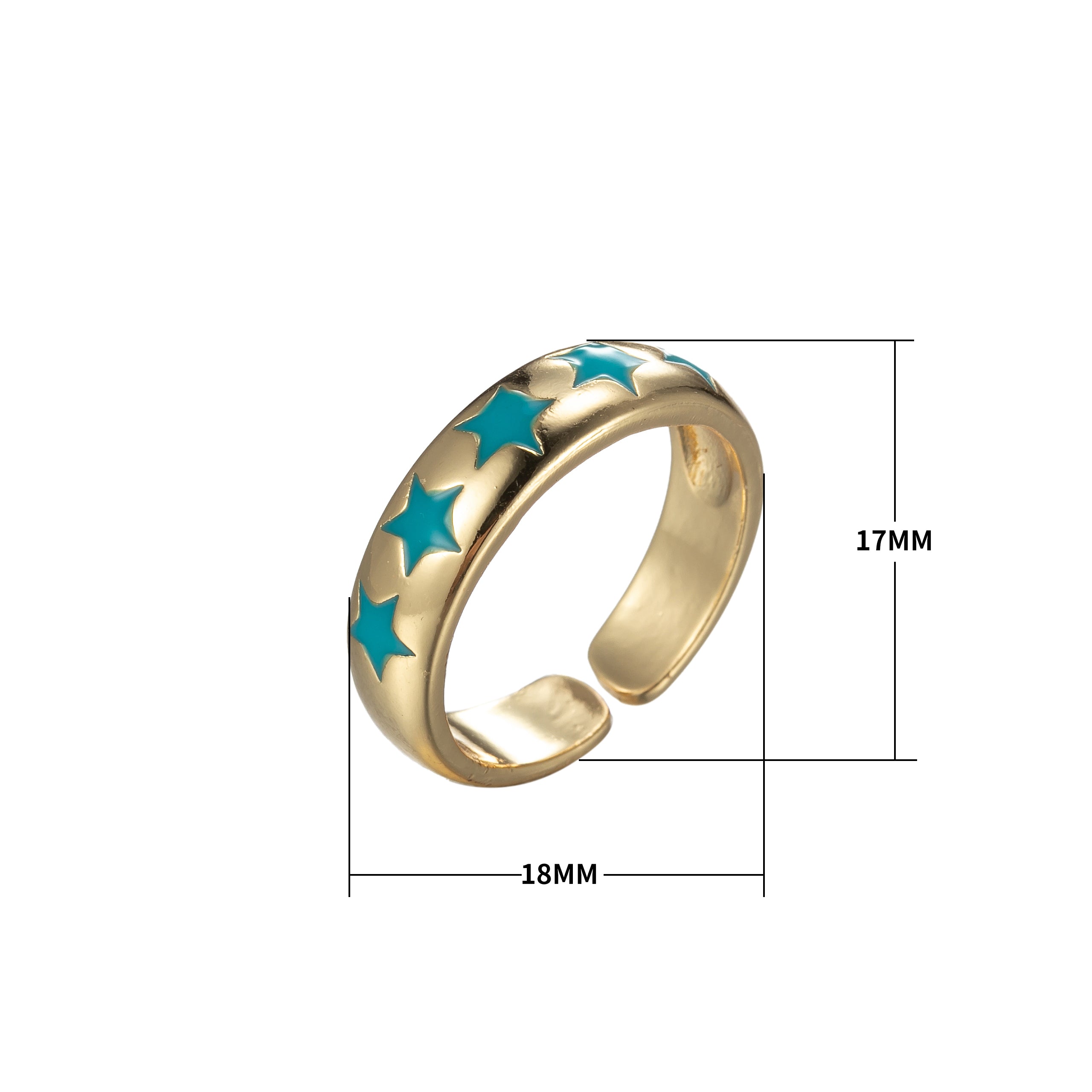 Dainty Enamel Star Ring Open Adjustable Gold Filled Stackable Celestial Ring - DLUXCA