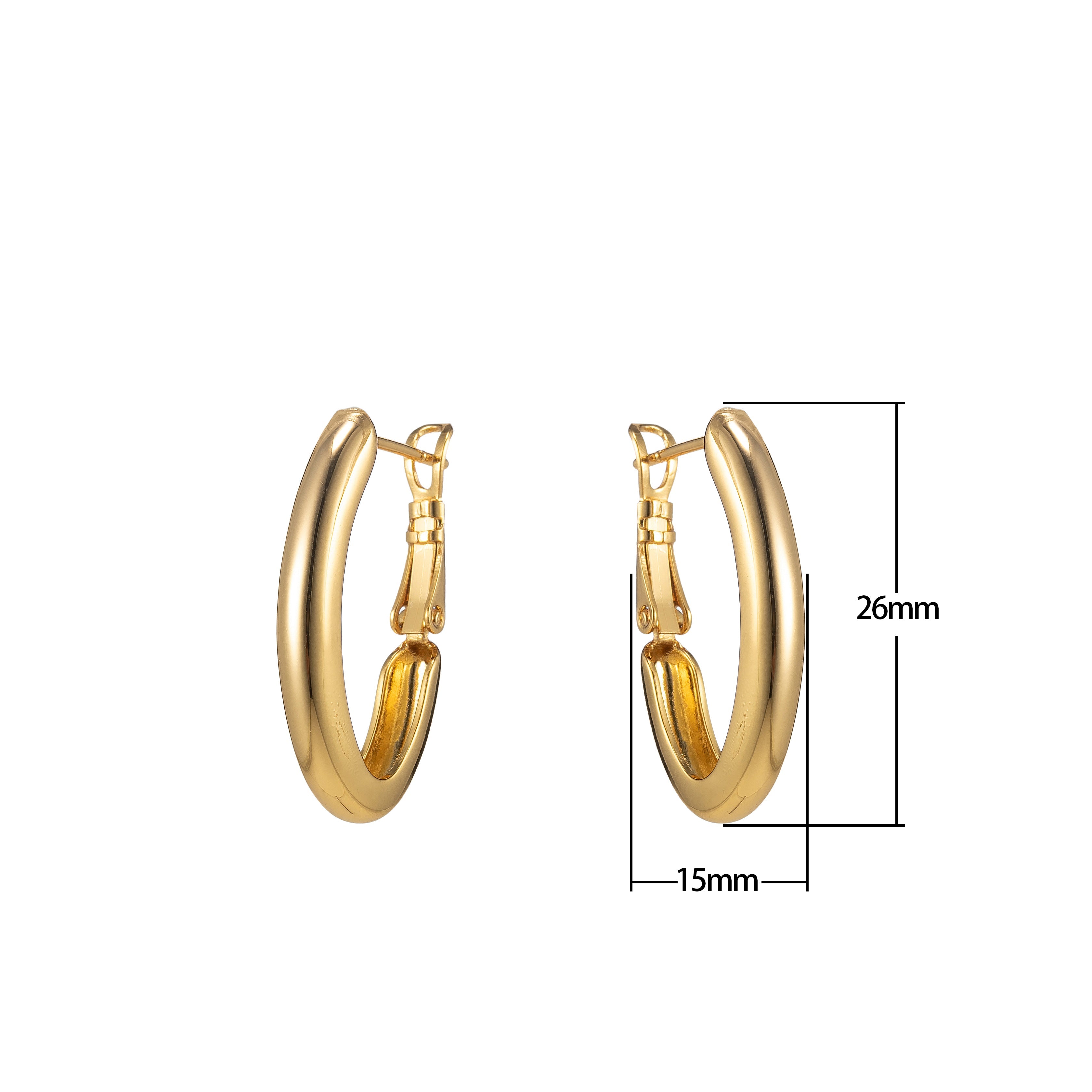 Dainty Hoop Earring Gold Filled 15mm Thin Hoops lever back earring - DLUXCA