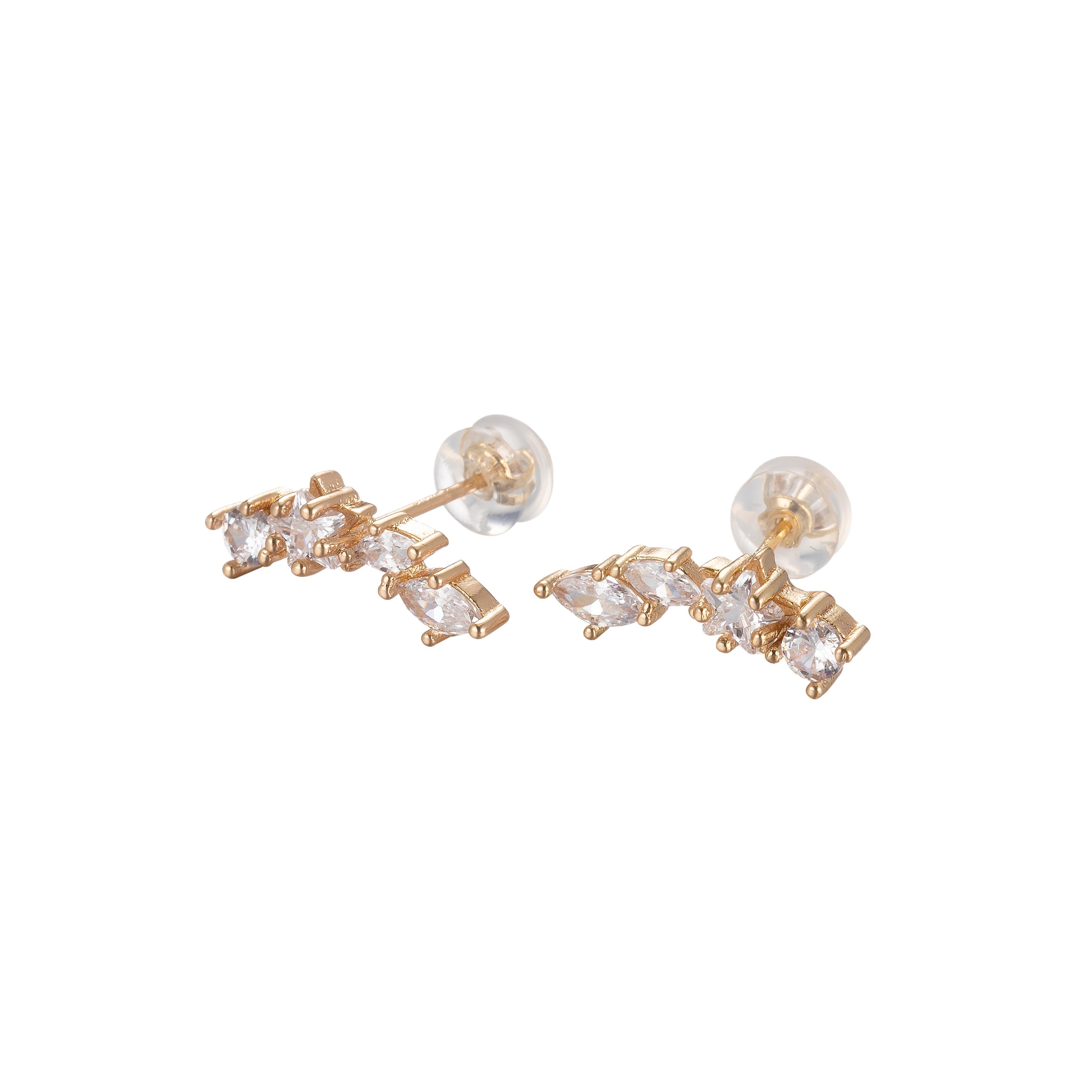 1pair Mini Crystal Star Chain String Studs Earring CZ Crystal Stone Joints on Daily Wear Earring Jewelry P195 - DLUXCA