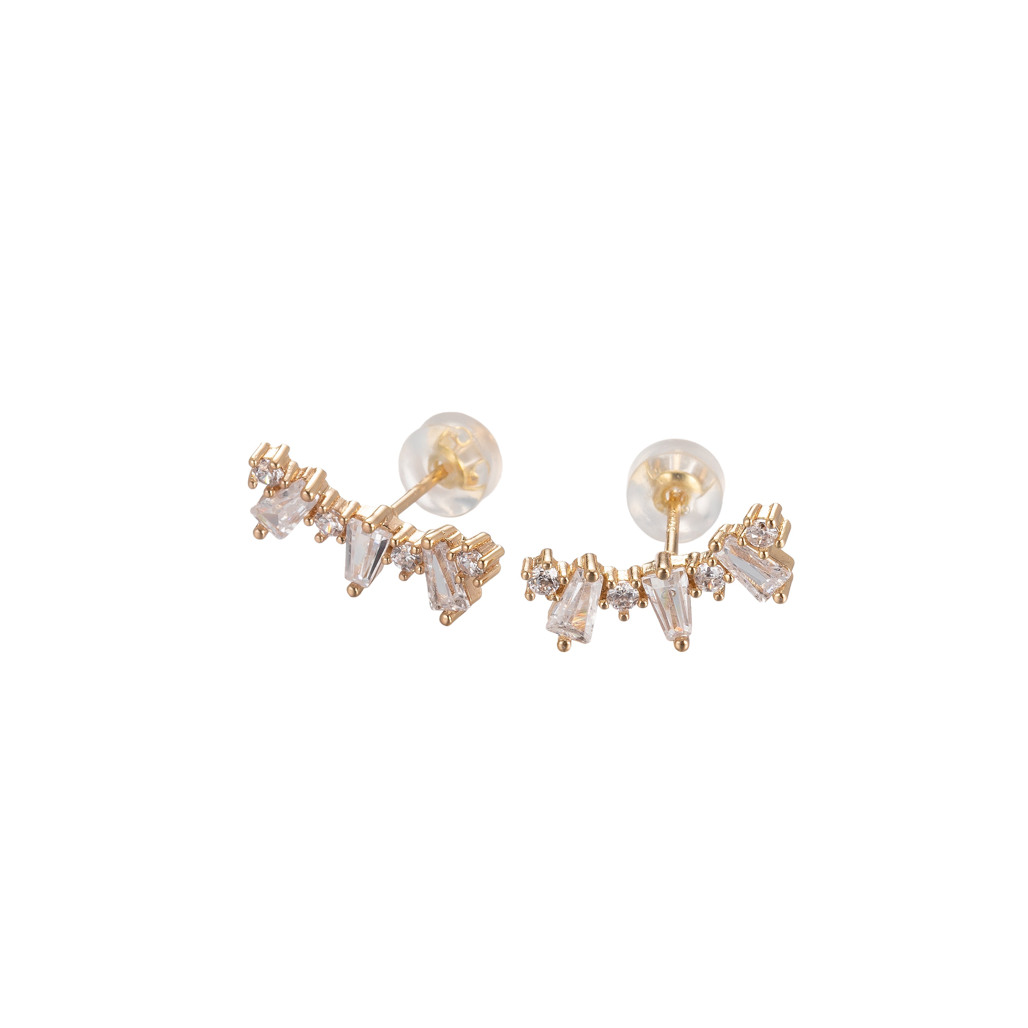 1pair Small Big Crystal Stone Studs Earring CZ Crystal Arrangement Earring Jewelry P197 - DLUXCA