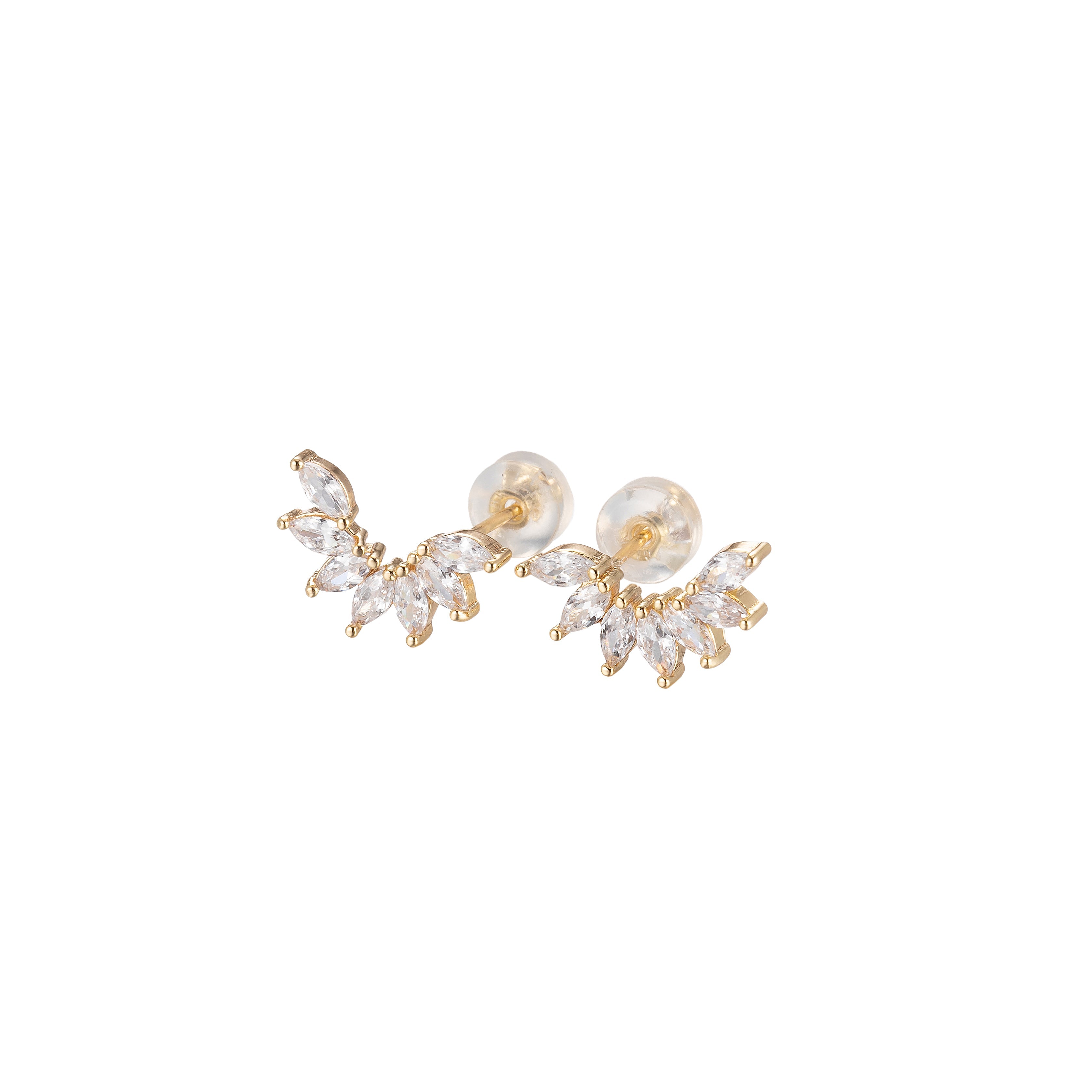 1pair Crystal Sparky Leaves Studs Earring CZ Stone Floral Nature Blooming Crystal Leaves Earring Jewelry P200 - DLUXCA