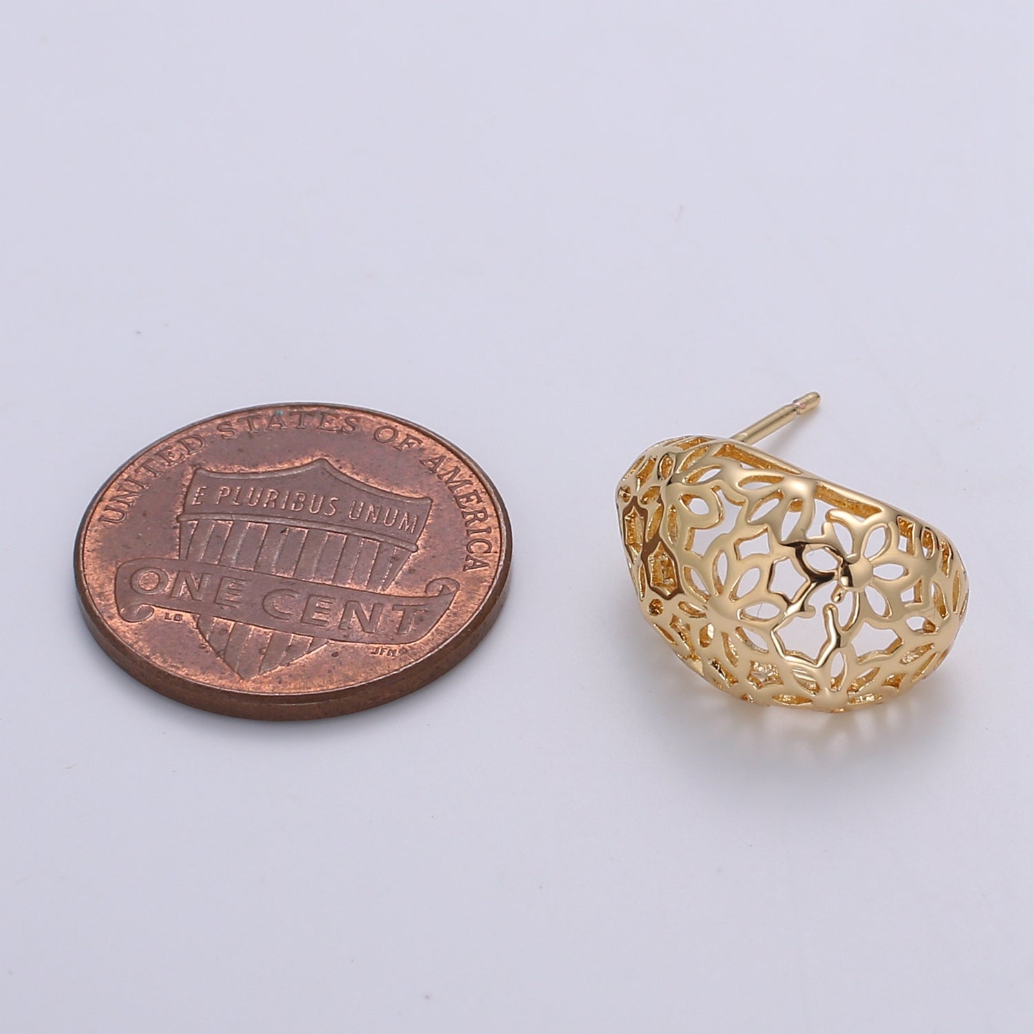 Dainty Golden Multi Flower Net Studs Earring Gold Plated Tiny Floral Earring Jewelry GP-889 - DLUXCA