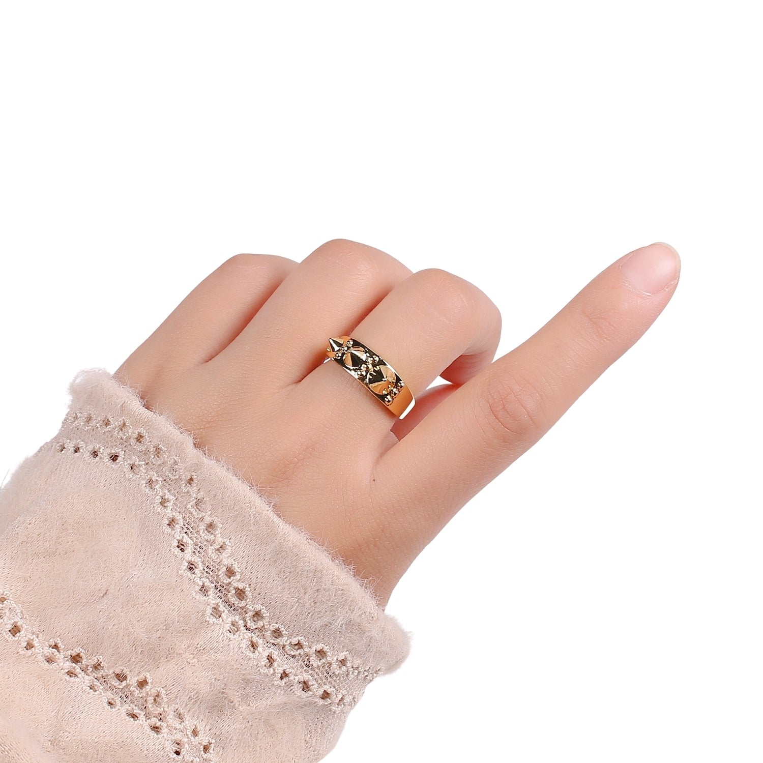 24K Gold Filled Spear Adjustable Ring - R438 - DLUXCA