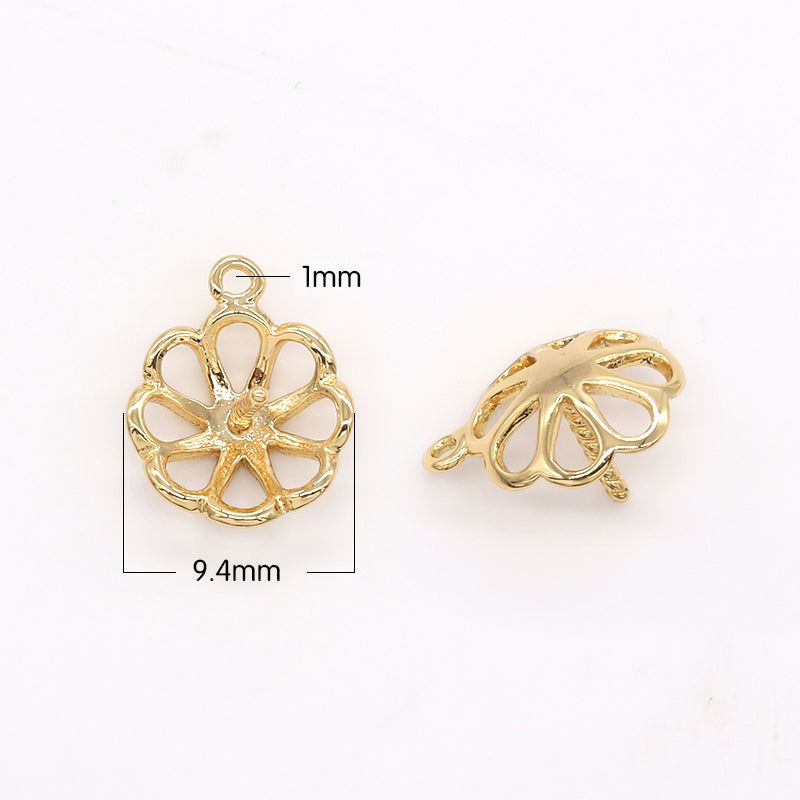 Plain Gold Lotus Root Slices Flower Studs Earring, Golden Floral Fruity Nature Earring Jewelry GP-632 - DLUXCA