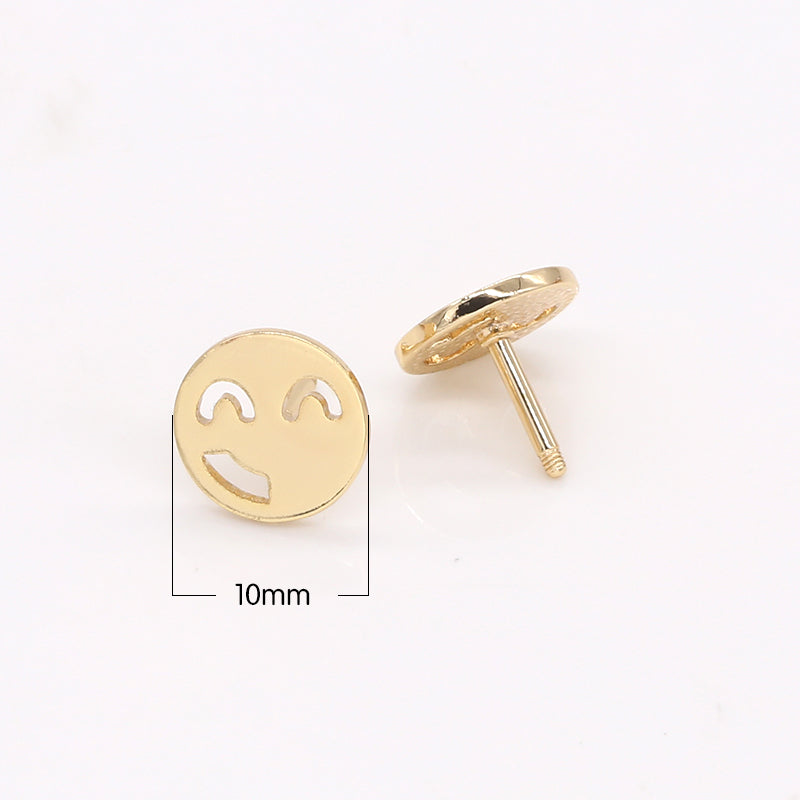 Golden Plated Smiling Face Studs Earring Plain Gold Happy Smiley Face Earring Jewelry GP-643 - DLUXCA