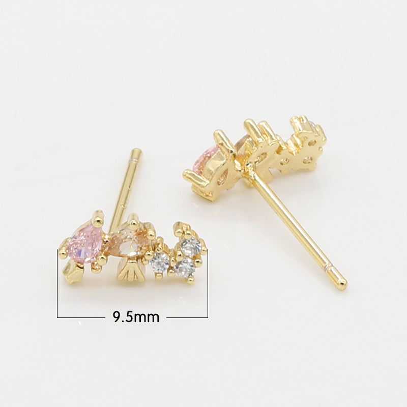 Zirconia Baby Seahorse Studs Earring CZ Nature Ocean Animal Tiny Earring Jewelry GP-720 - DLUXCA