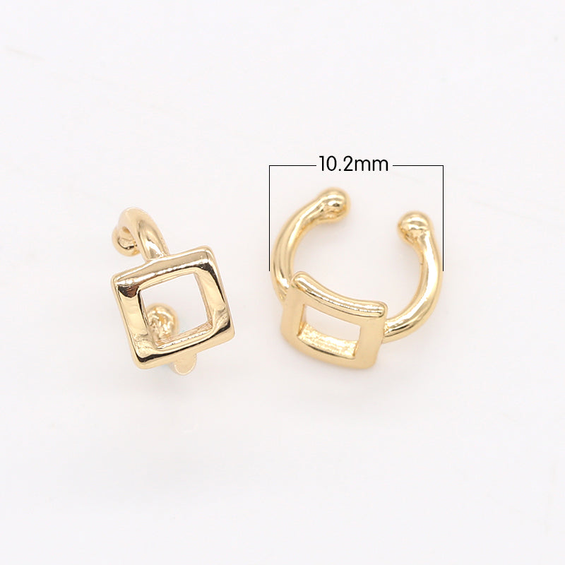 Tiny Single Square Gold Earrcuff Gold Plated Geometric Shape Earring GP-819 - DLUXCA