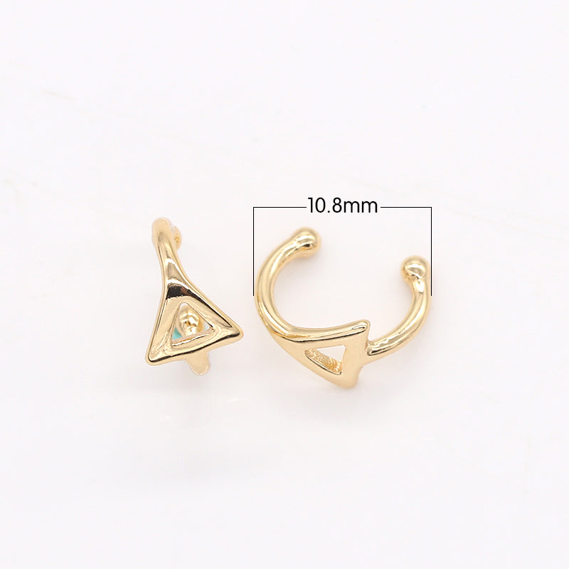 Dainty Golden Triangle Earcuff, Tiny Plain Gold Geometric Earring Jewelry GP-822 - DLUXCA
