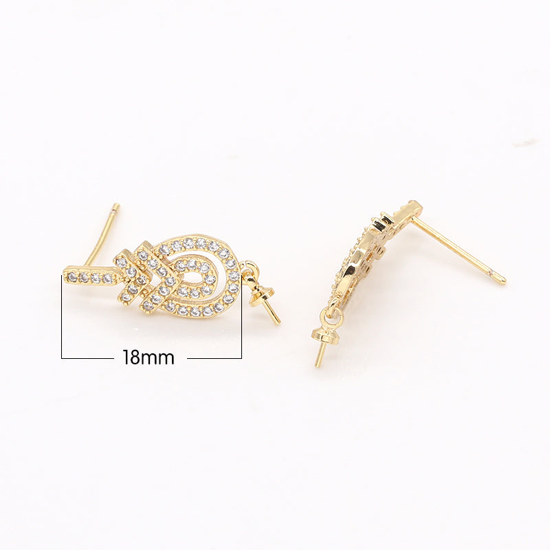 Flower Lollipop Golden Studs Earring CZ Floral Candy Micro Pave Gold Plated Earring Jewelry GP-904 - DLUXCA