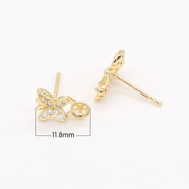 Dainty Golden Baby Crystal Butterfly Studs Earring CZ Crystal Mariposa Animal Bug Nature Earring Jewelry GP-908 - DLUXCA
