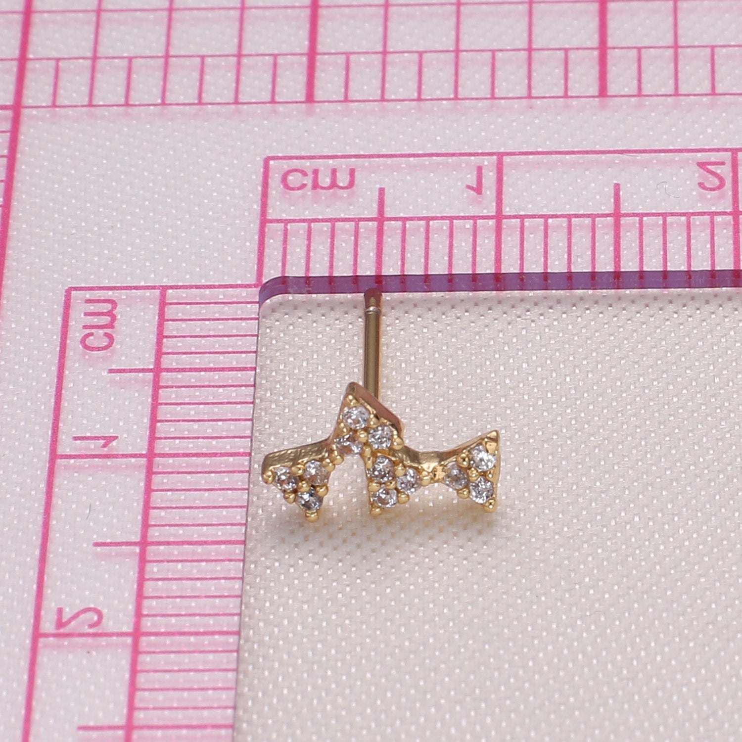 Tiny Golden Crystal Bowtie Studs Earring CZ Micro Pave Formal Casual Daily Wear Earring Jewelry GP-998 - DLUXCA