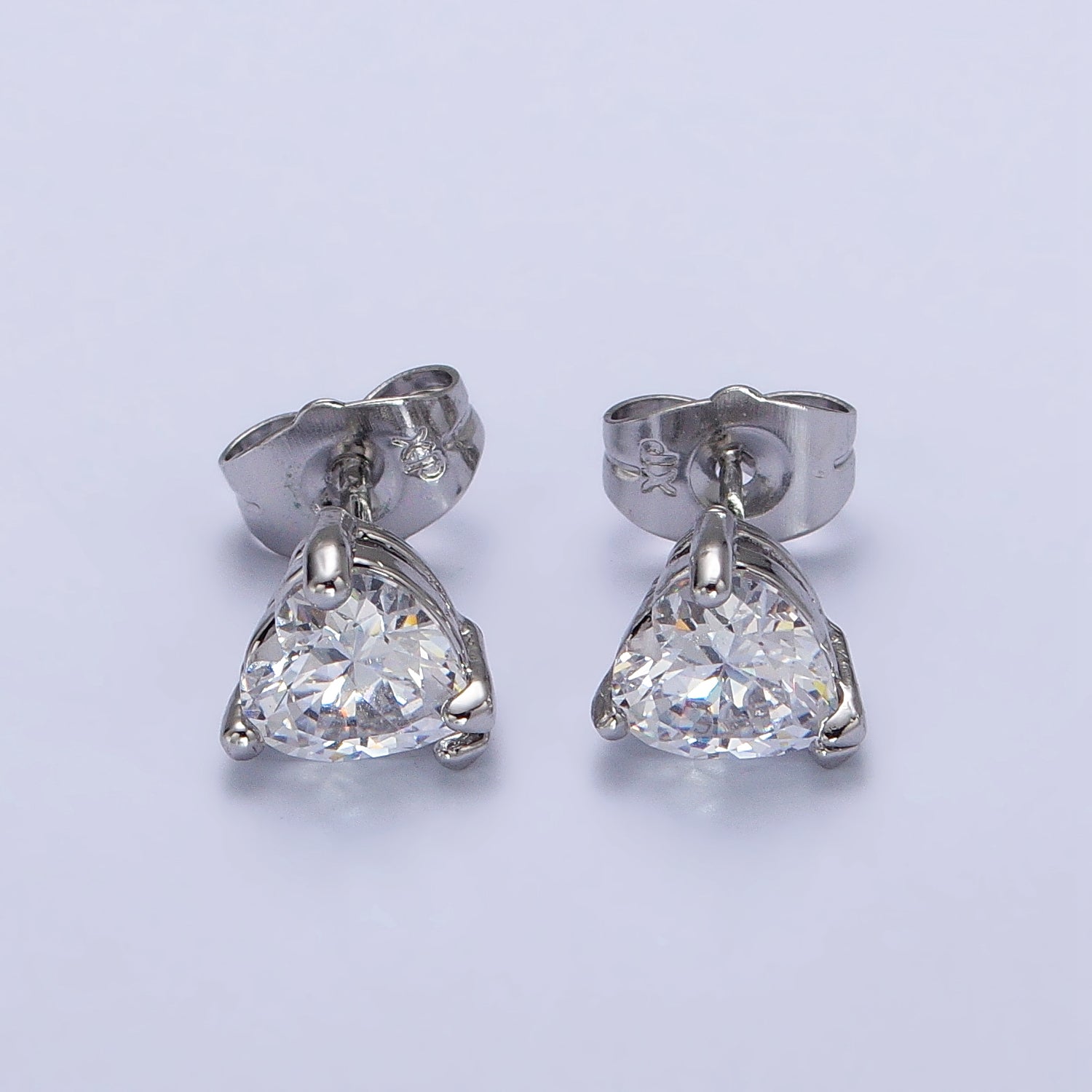 4mm, 5mm, 7mm, 8mm Clear Heart CZ Gold Stud Earrings | AB083 - AB088 - DLUXCA