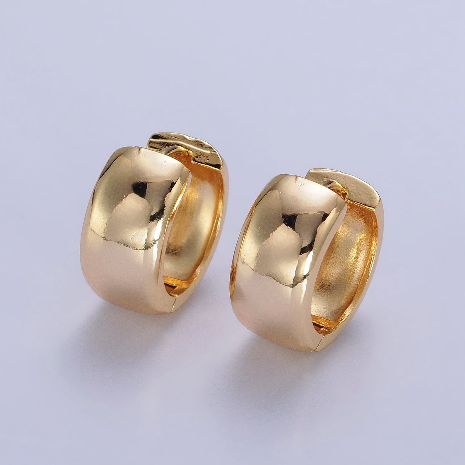 Gold, Silver 16.5mm Wide Chubby Minimalist Huggie Hoop Earrings | AB186 AB345 - DLUXCA