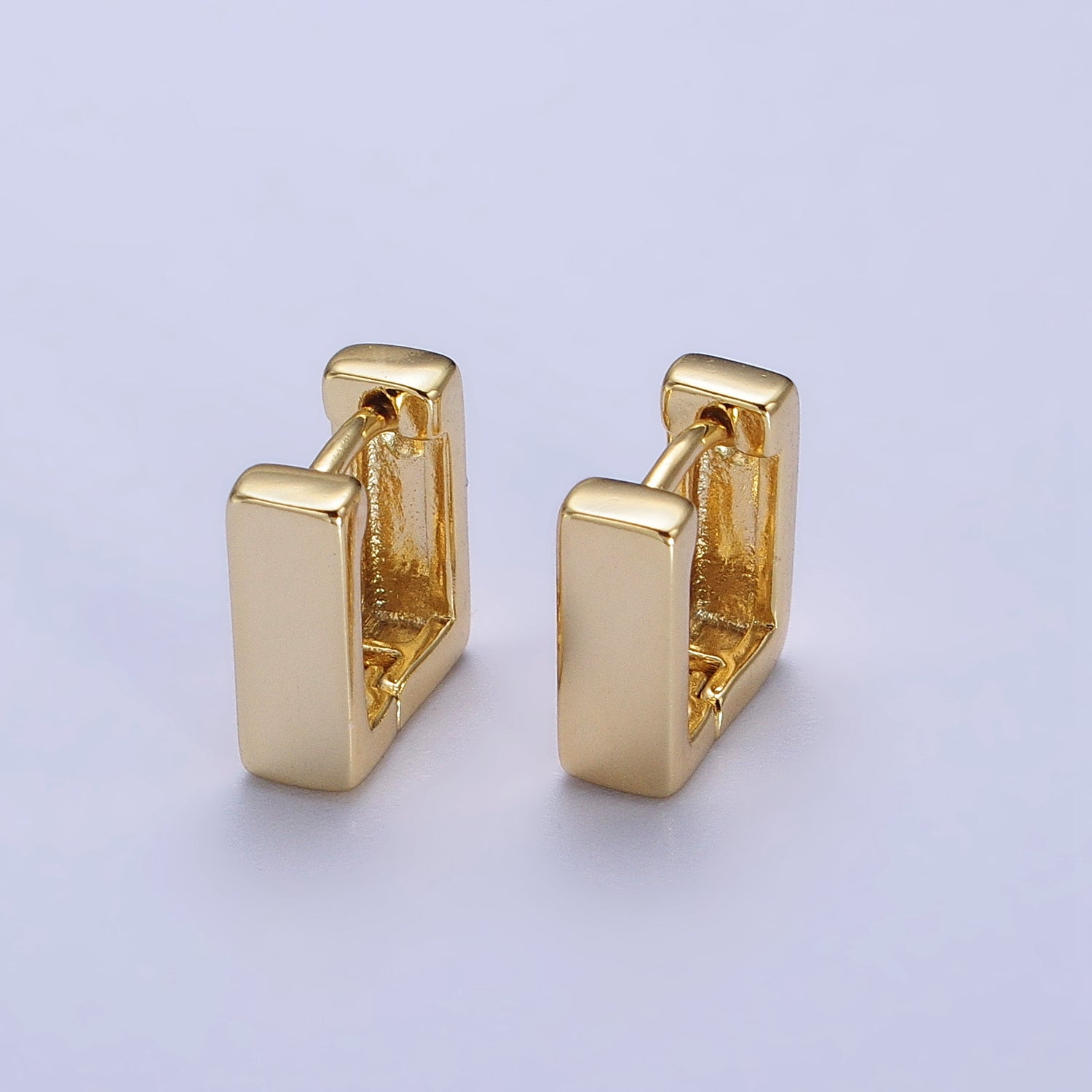 14K Gold Filled 10mm Mini Square Cartilage Huggie Hoop Earrings | AB237 - DLUXCA