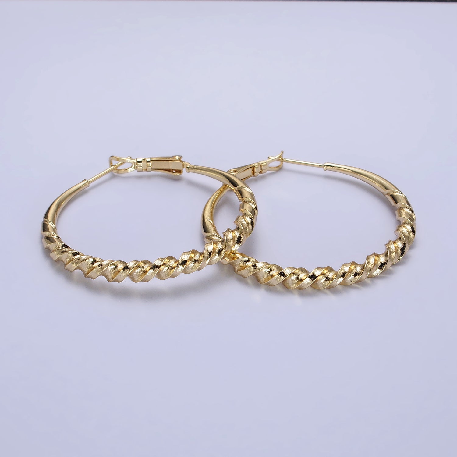 14K Gold Filled 40mm Twisted Spiral Coil Statement Hoop Earrings | AB336 - DLUXCA