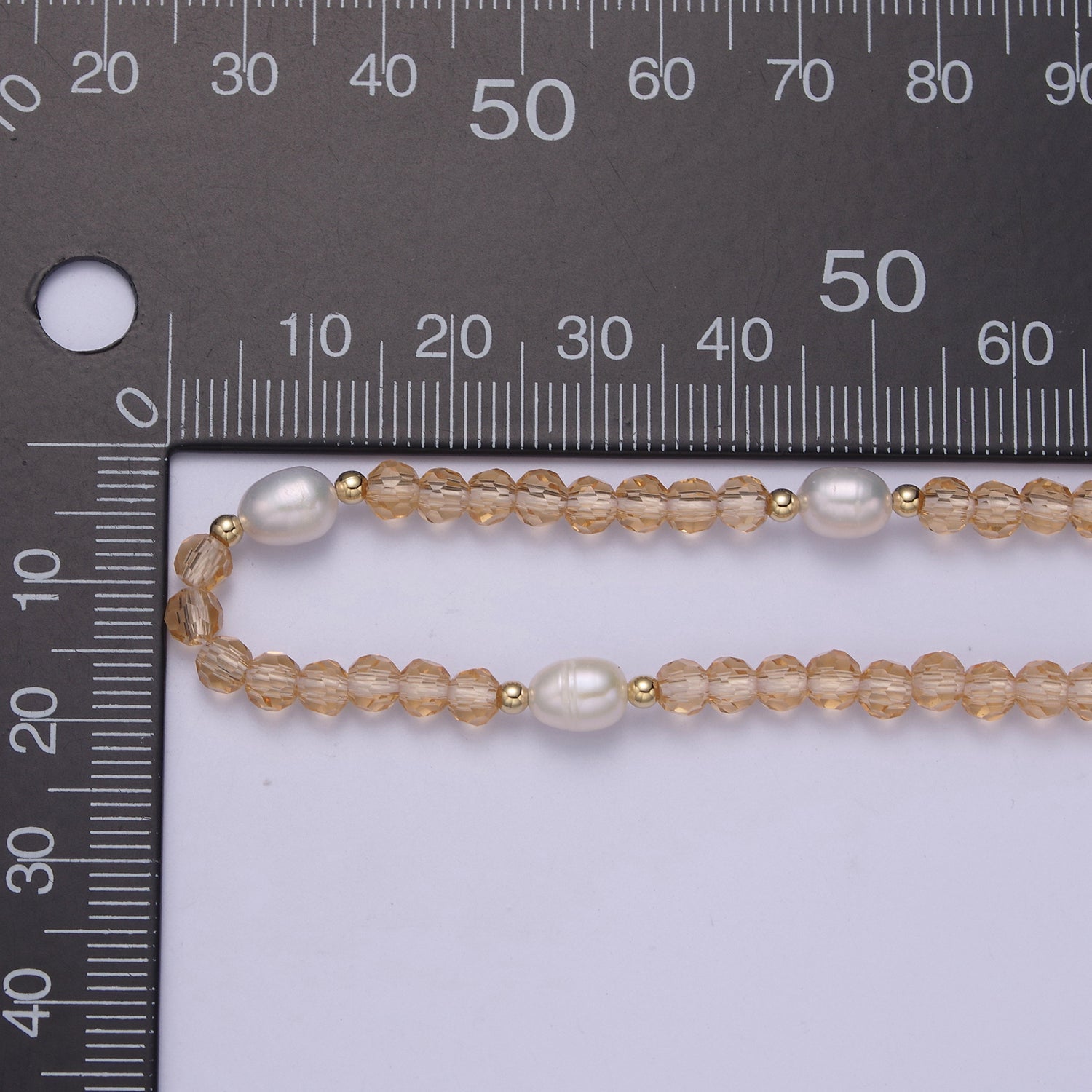 Pearl with Peach Glass Beaded Necklace, Peach Faceted Rondell Beads Necklace WA-607 - DLUXCA