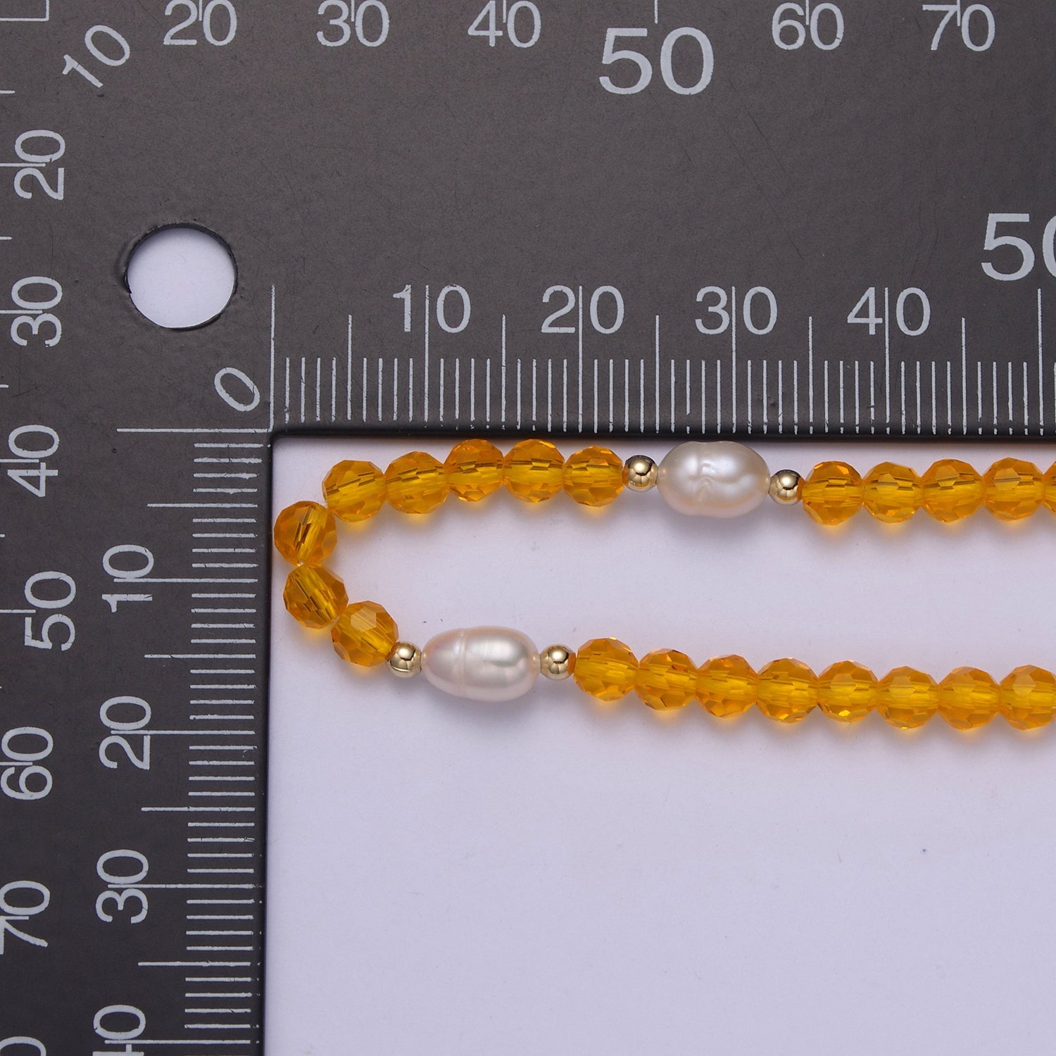 Pearl with Orange Glass Beaded Necklace, Orange Faceted Rondell Beads Necklace WA-605 - DLUXCA