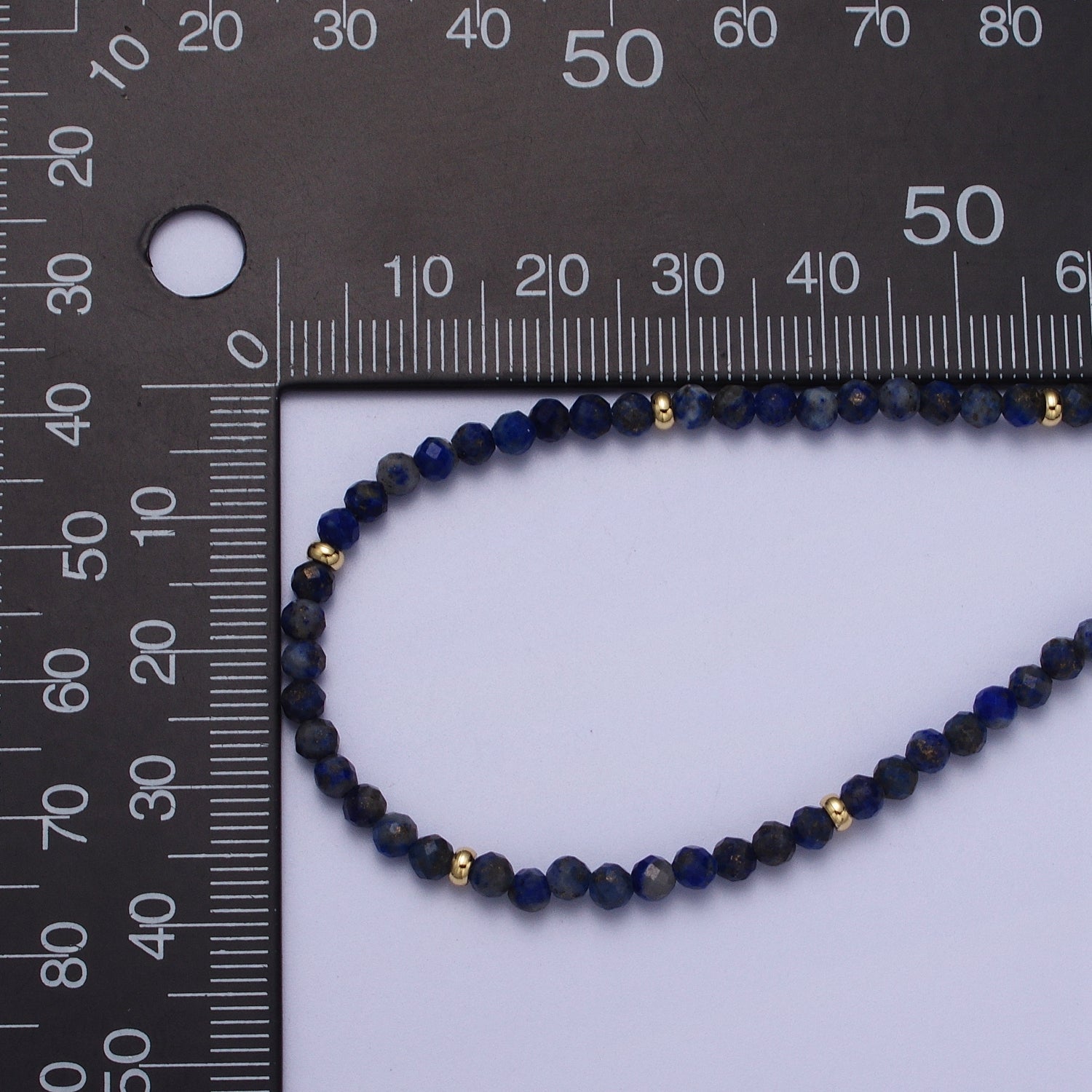 Gold Filled Natural 3.5mm Red Garnett, Blue Lapiz Beaded 16 Inch Choker Necklace | WA-1282 WA-1283 - DLUXCA