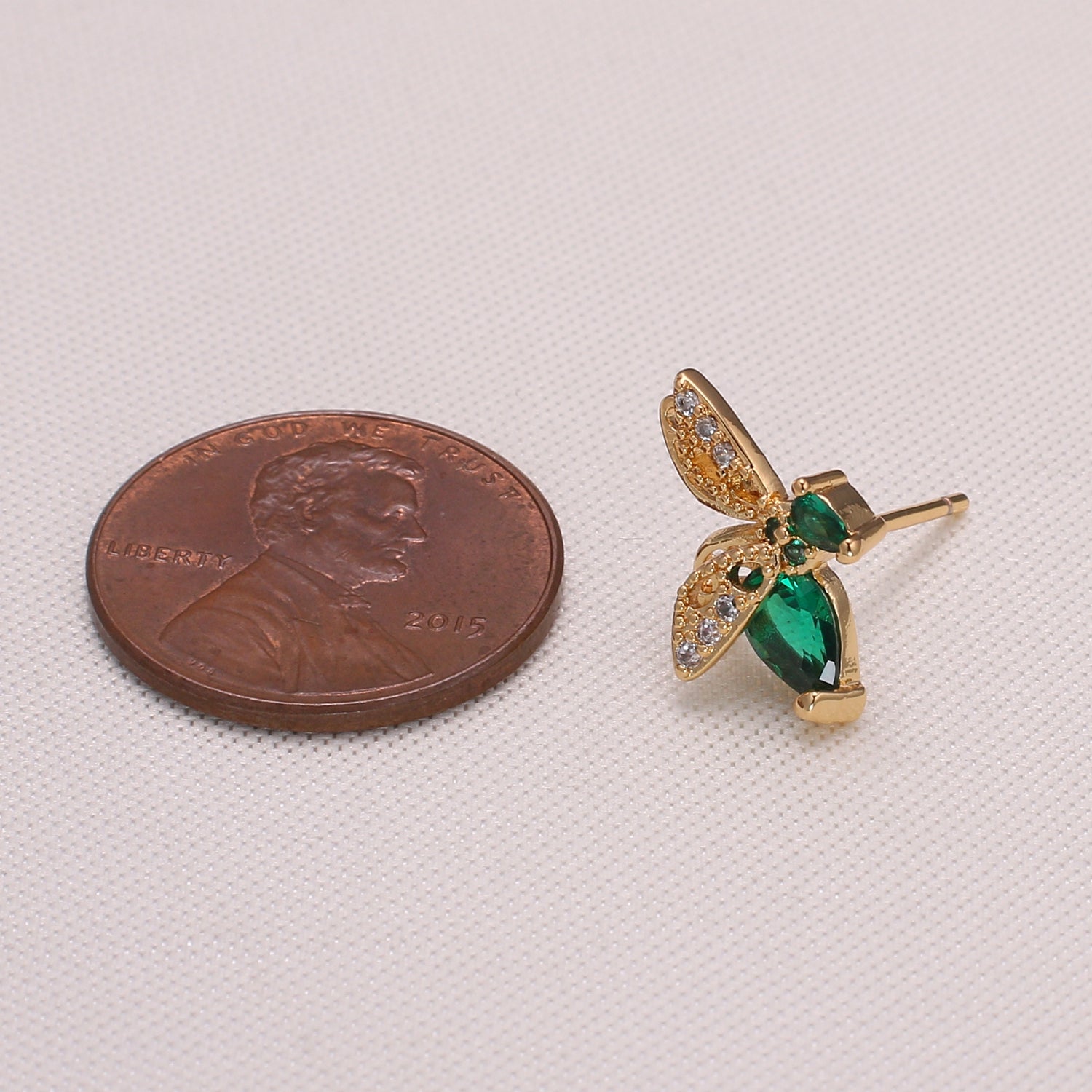 Dainty Gold Plated Two Color Pair Wasp Stud Earring CZ Animal Bug Nature Lover Earring Jewelry GP-1042 - DLUXCA